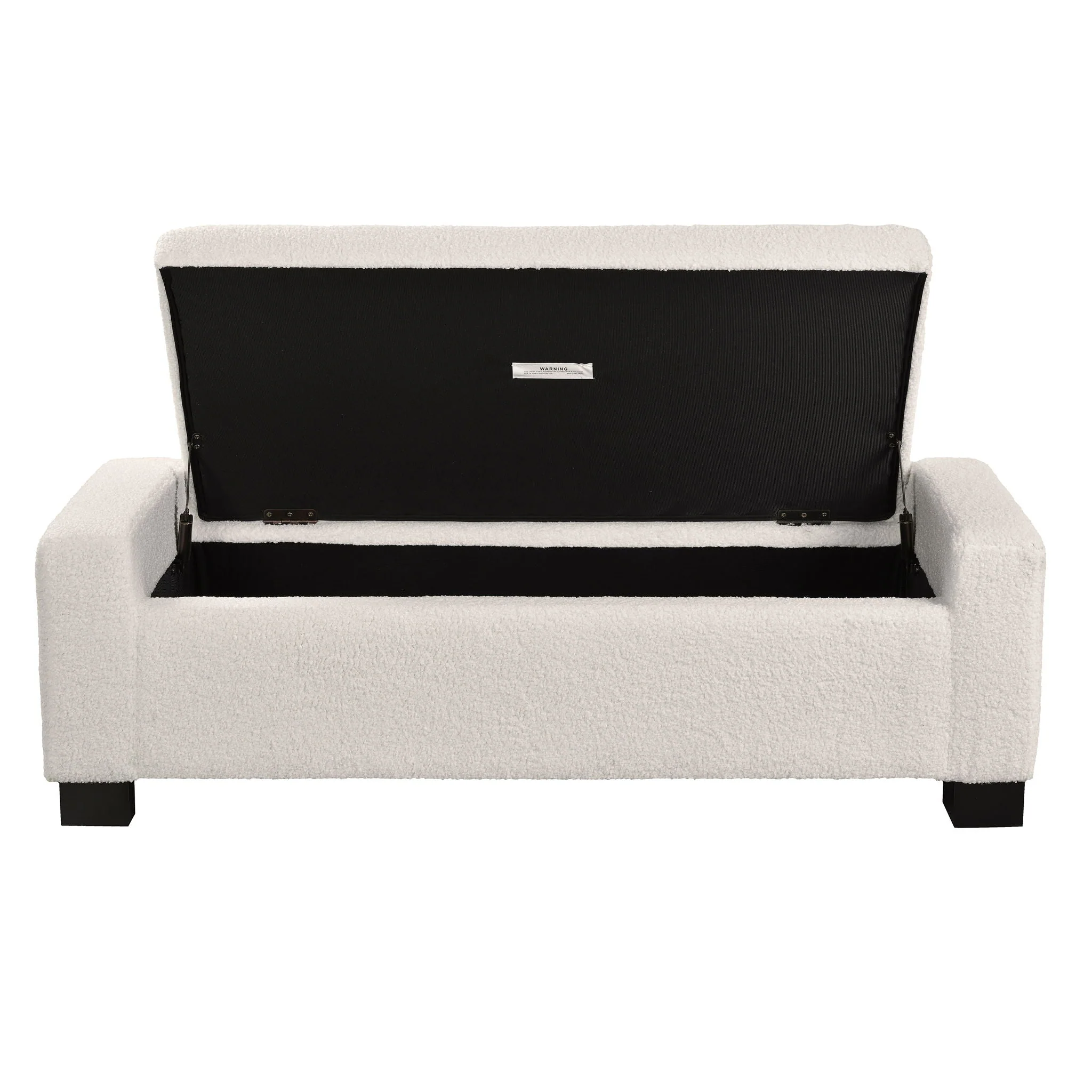 Textured Boucle Ottoman Bench With Hinged Lid For Seating And Storage - Beige - Image 3