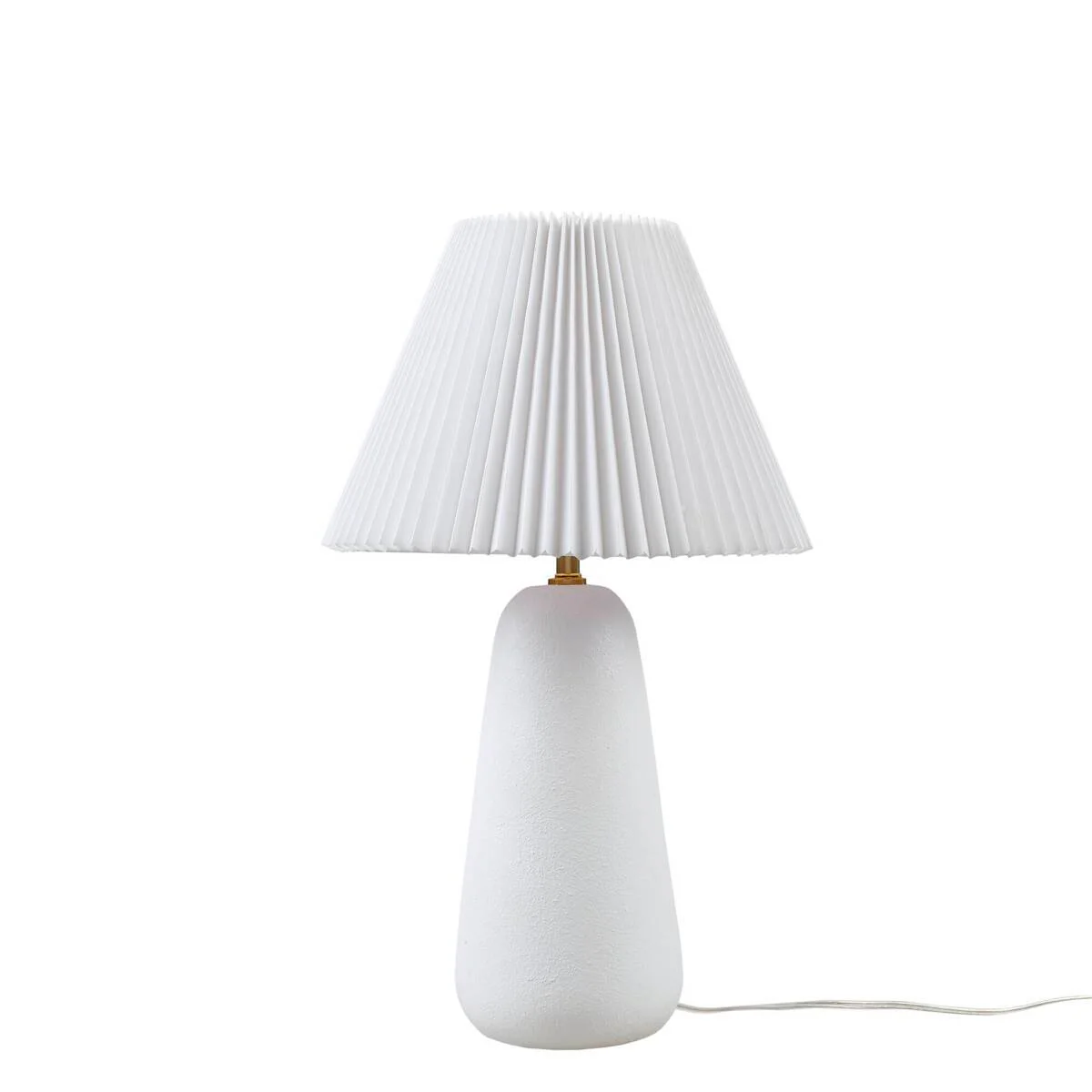 Textured Ceramic Table Lamp with Fluted Fabric Shade - White - Image 11