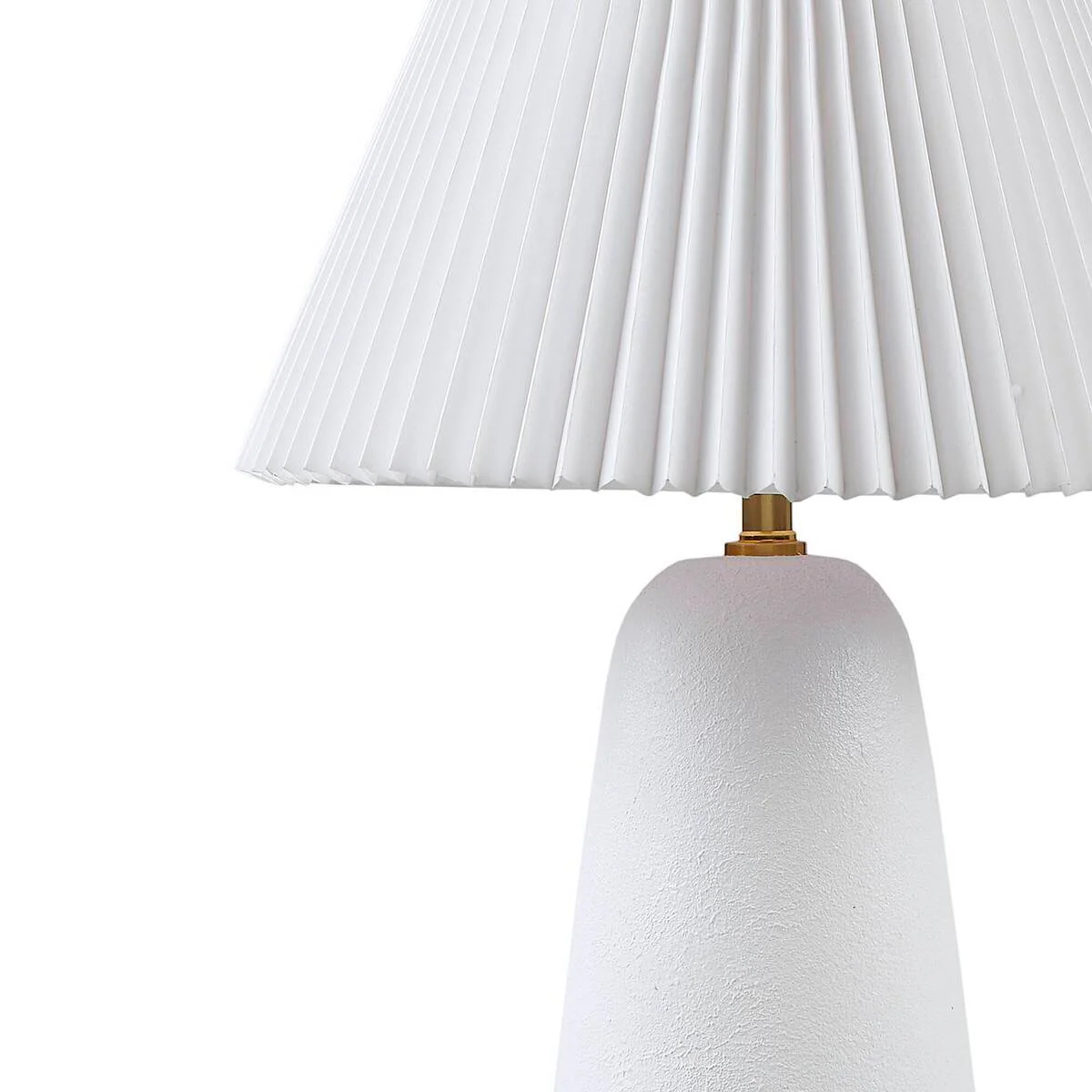 Textured Ceramic Table Lamp with Fluted Fabric Shade - White - Image 12