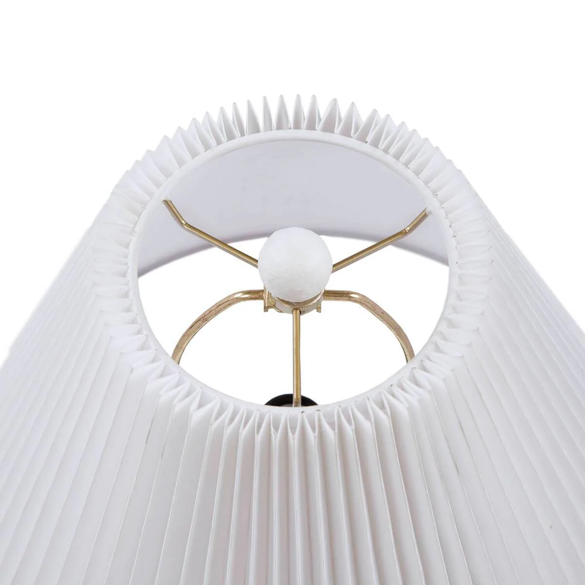 Textured Ceramic Table Lamp with Fluted Fabric Shade - White - Image 7