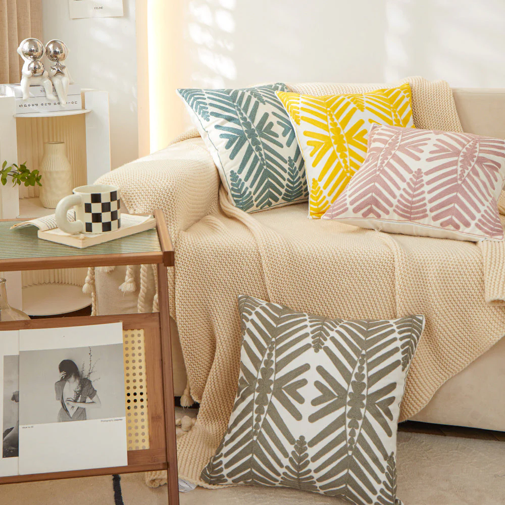 Textured Cotton Blend Square Throw Pillow covers size 18"x18" set of 2 - Image 8