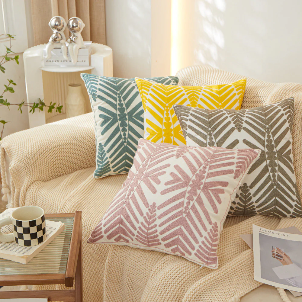 Textured Cotton Blend Square Throw Pillow covers size 18"x18" set of 2 - Image 9