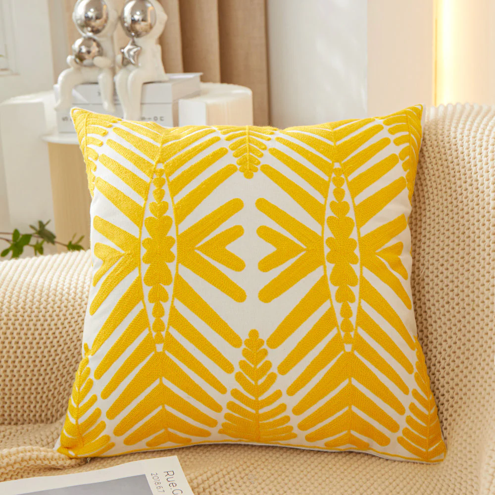 Textured Cotton Blend Square Throw Pillows (With 450g Insert) size 18"x18" set of 2 - Image 2