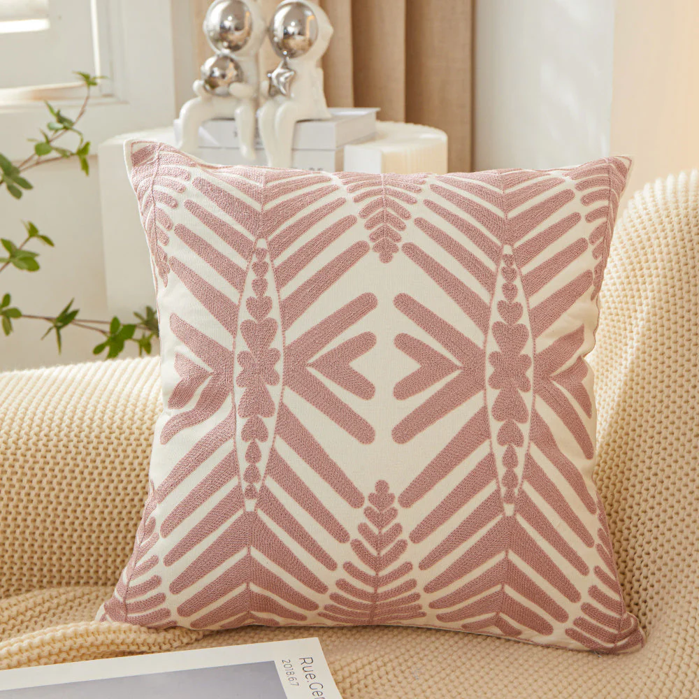 Textured Cotton Blend Square Throw Pillows (With 450g Insert) size 18"x18" set of 2 - Image 5
