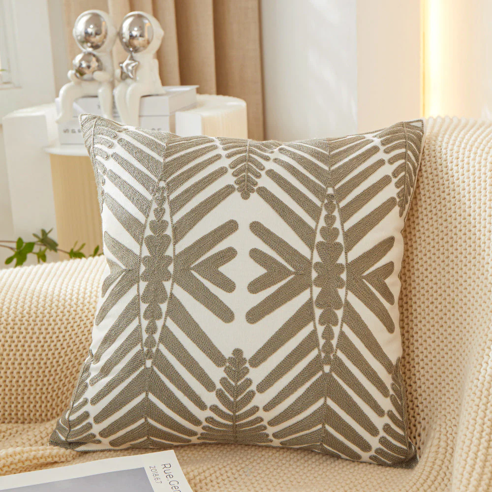 Textured Cotton Blend Square Throw Pillows (With 450g Insert) size 18"x18" set of 2 - Image 6