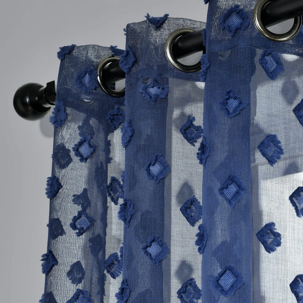 Textured Dot Grommet Sheer Window Curtain Panel Set - Image 11