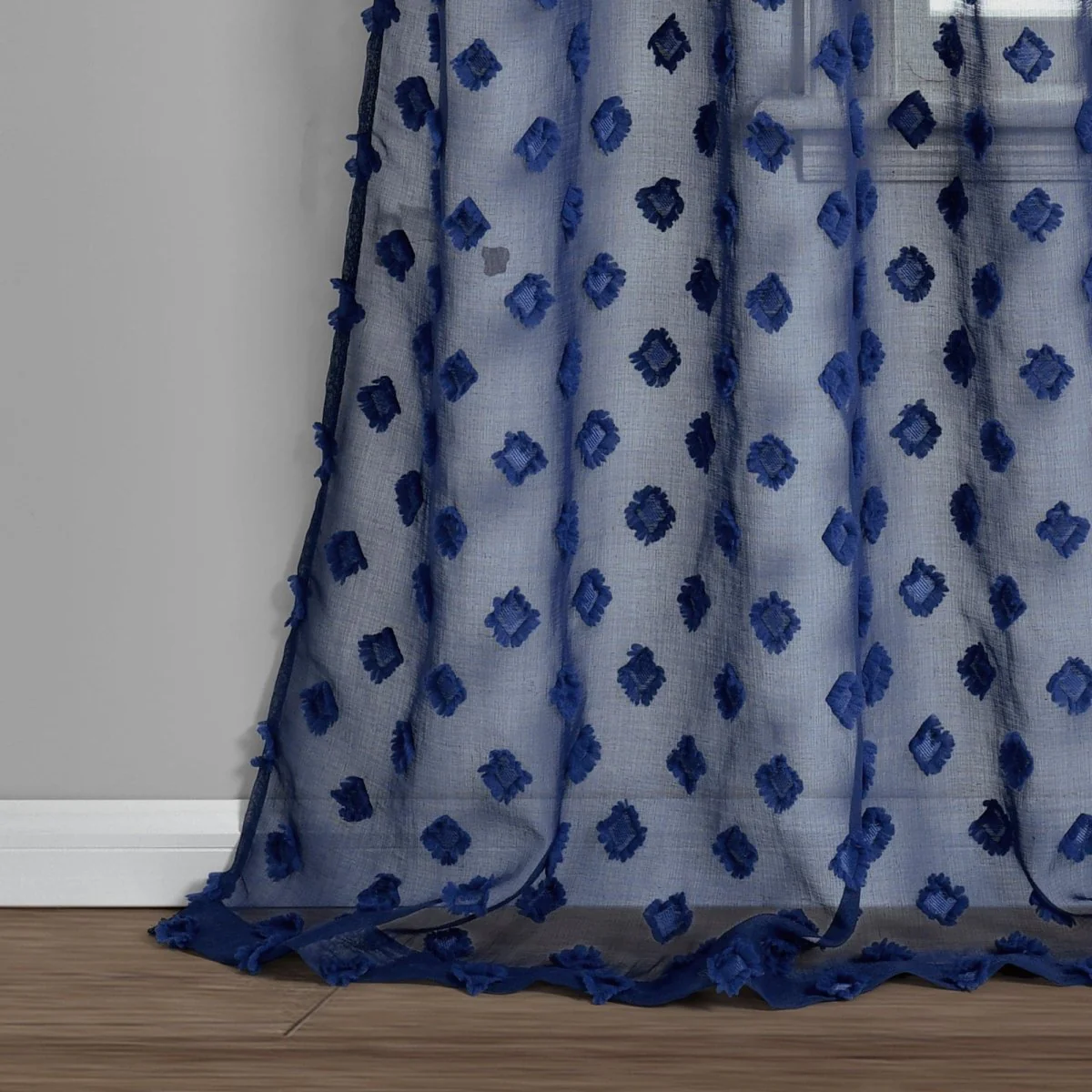 Textured Dot Grommet Sheer Window Curtain Panel Set - Image 13