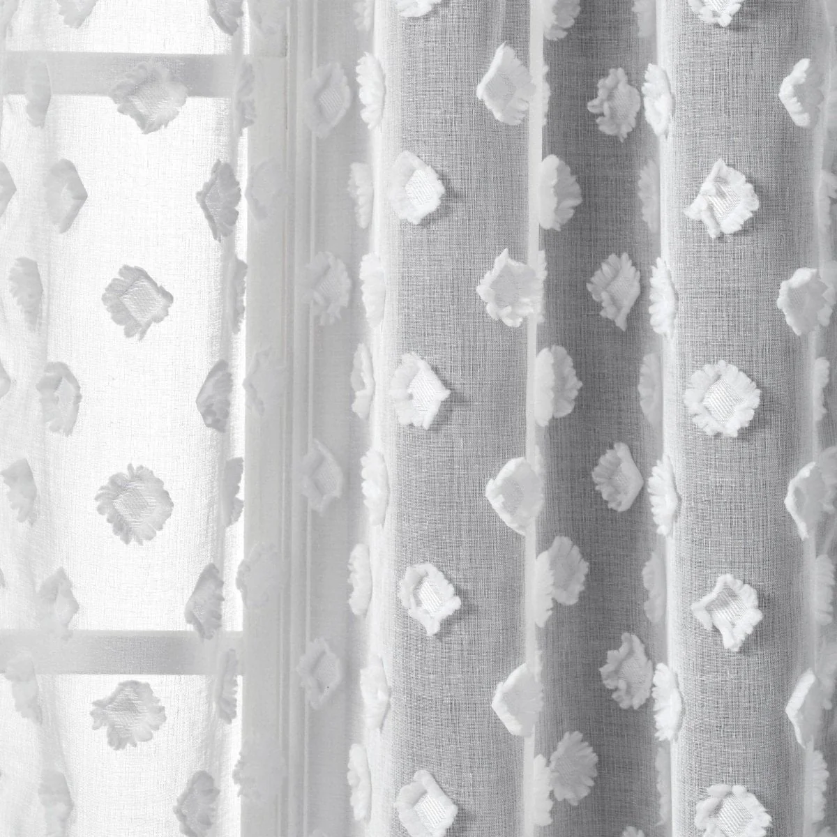 Textured Dot Grommet Sheer Window Curtain Panel Set - Image 16