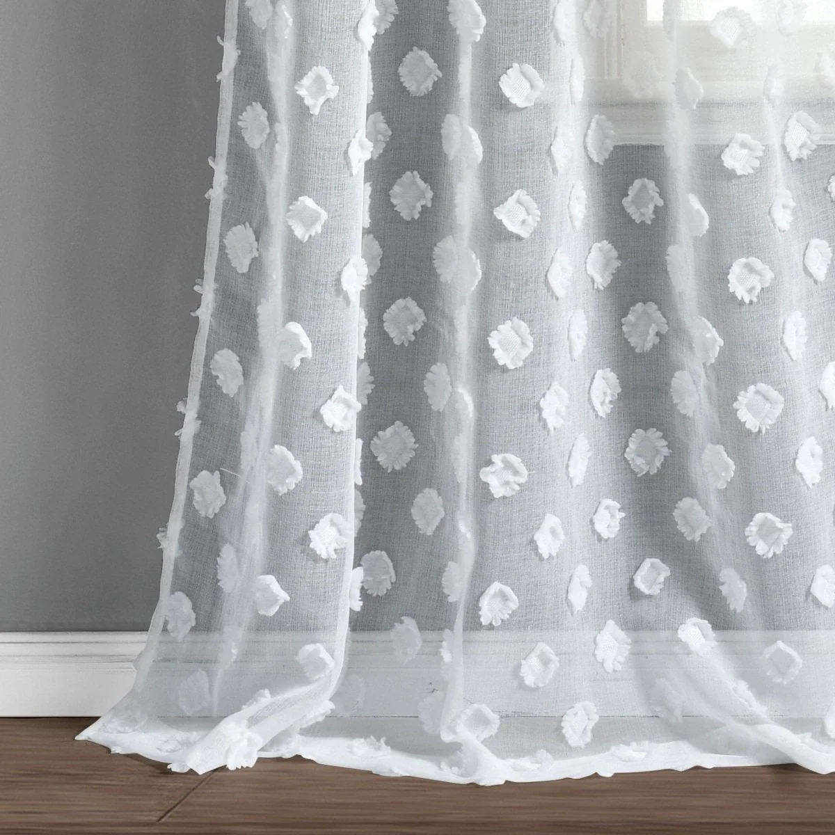Textured Dot Grommet Sheer Window Curtain Panel Set - Image 17