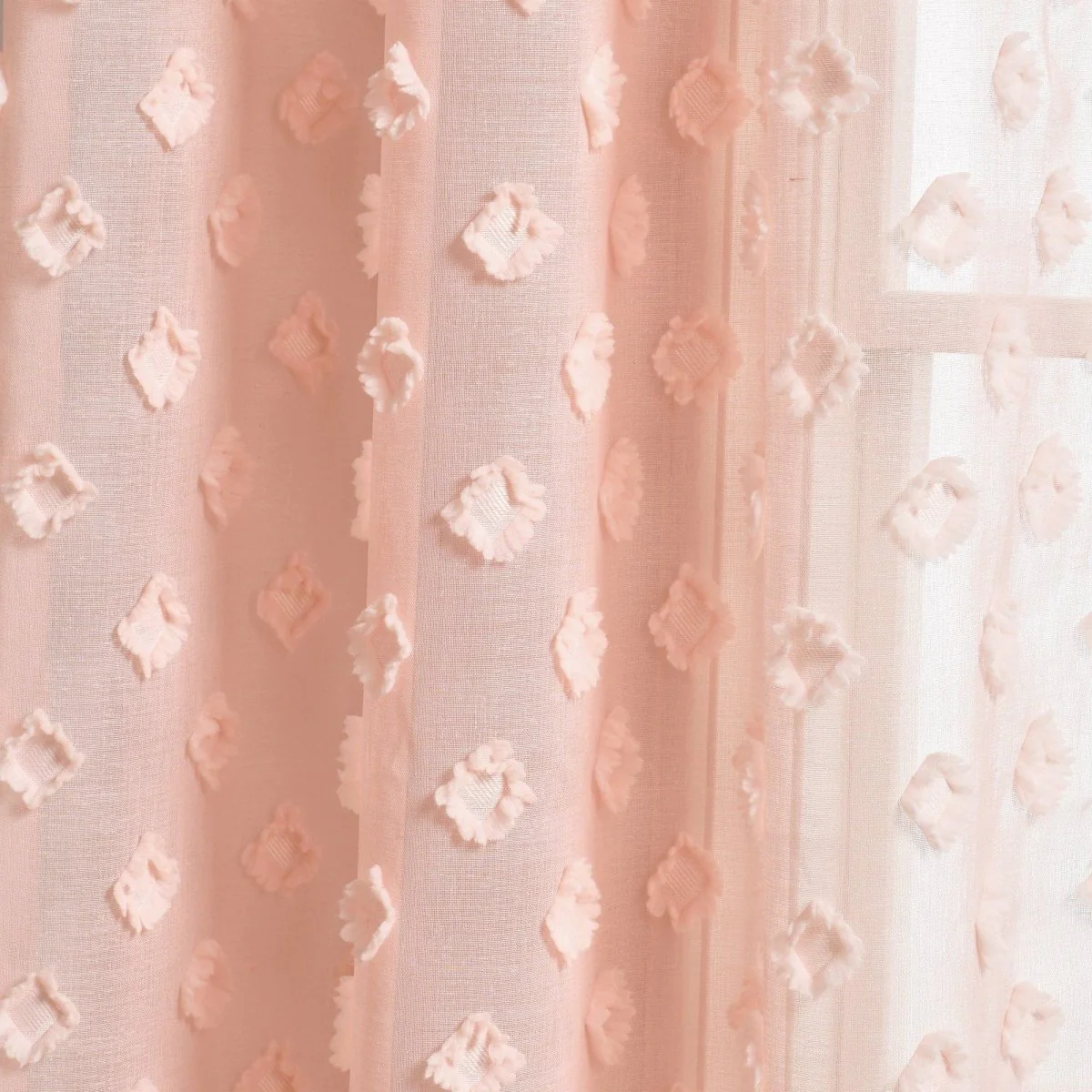 Textured Dot Grommet Sheer Window Curtain Panel Set - Image 5