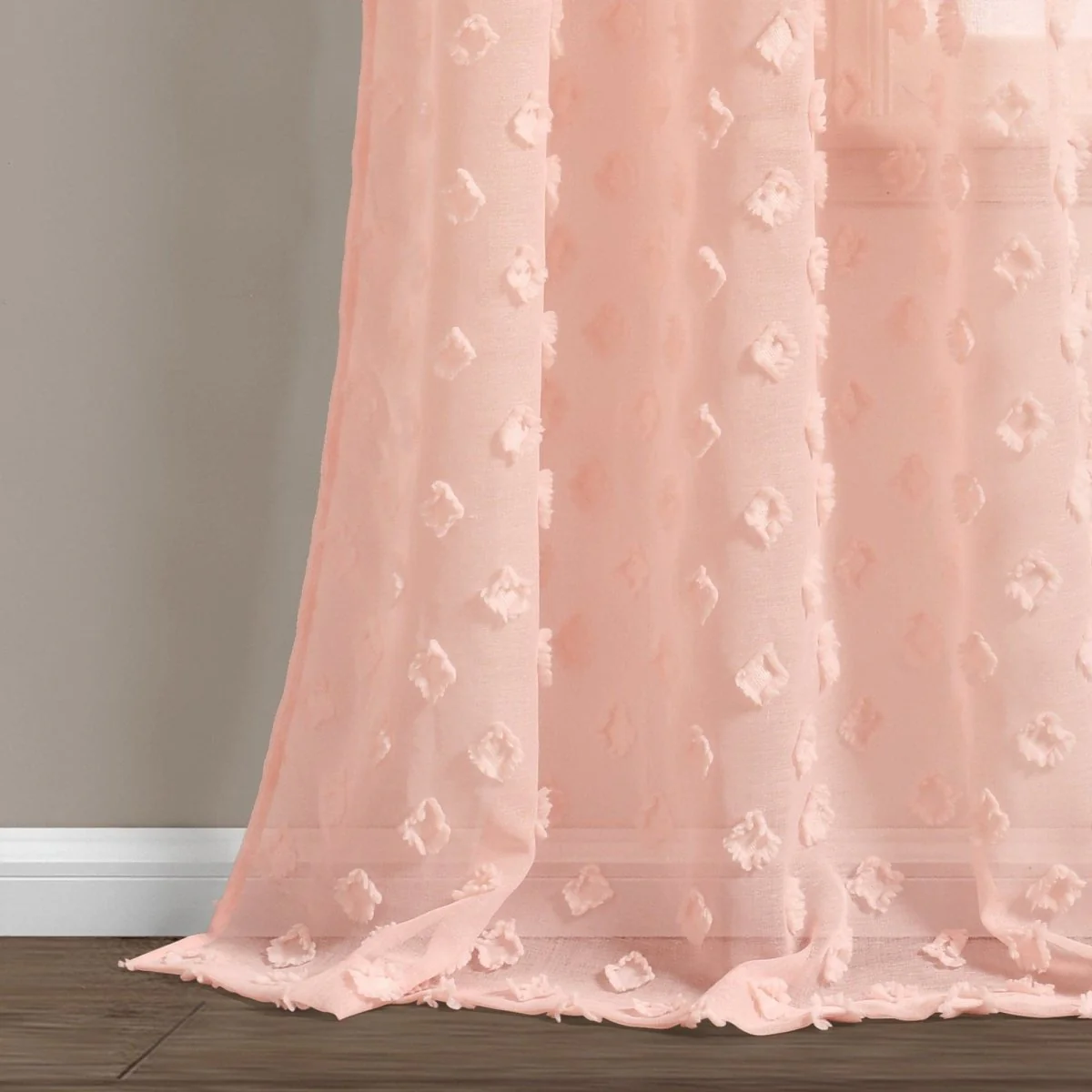Textured Dot Grommet Sheer Window Curtain Panel Set - Image 6