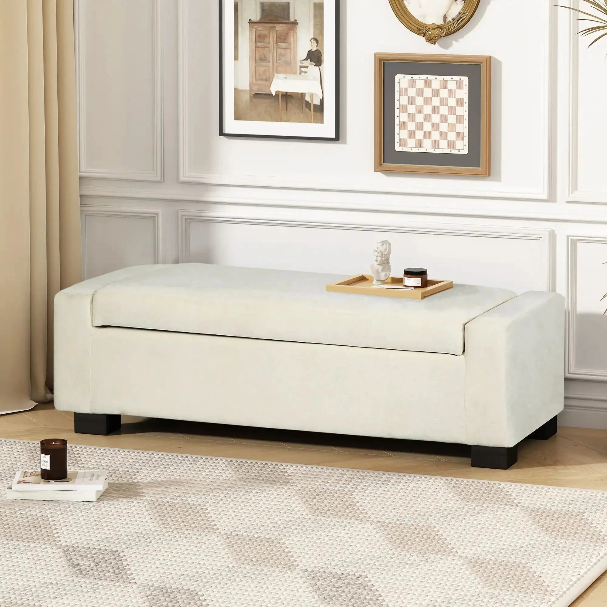 Textured Fabric Ottoman Bench With Hinged Lid - Image 11