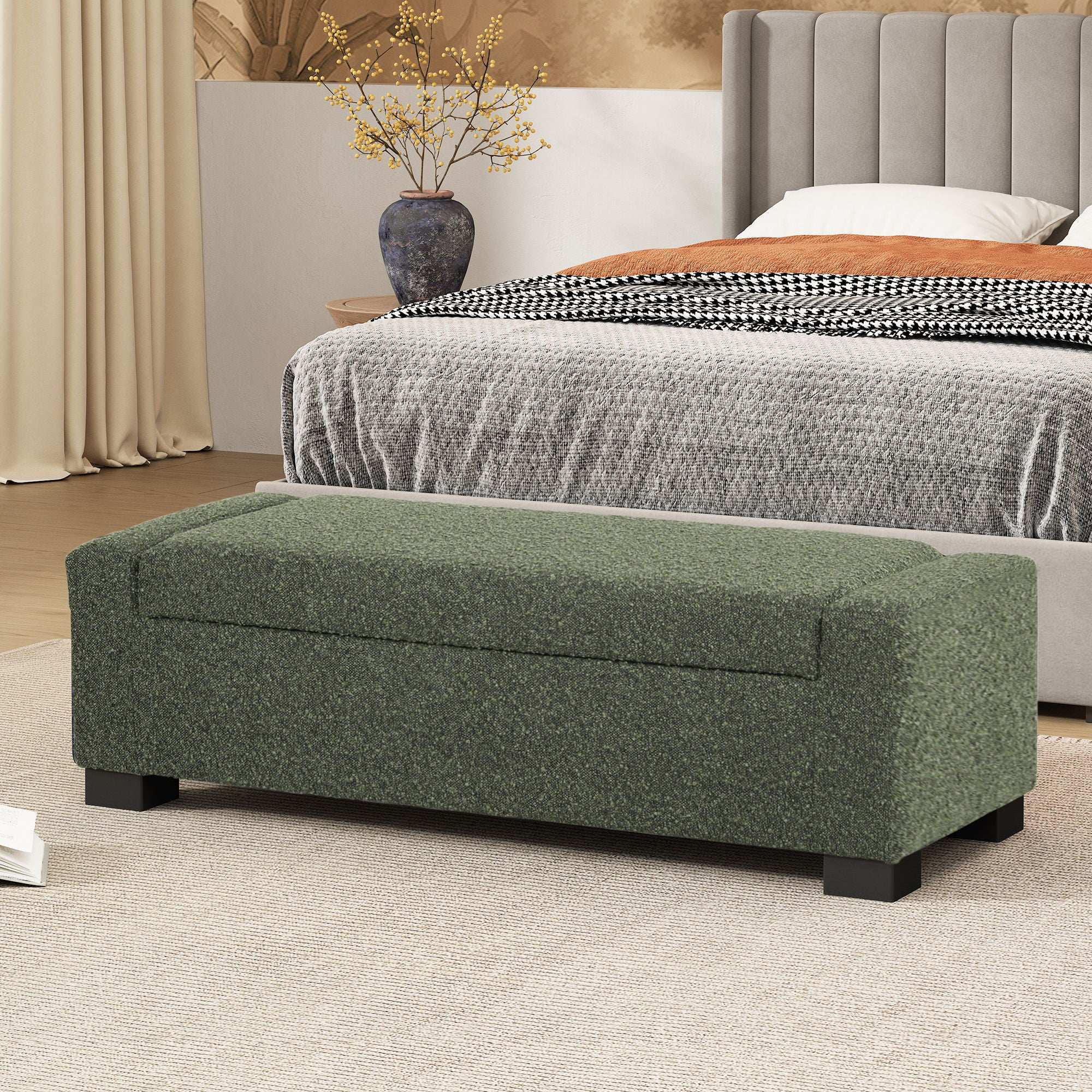 Textured Fabric Ottoman Bench With Hinged Lid - Image 6