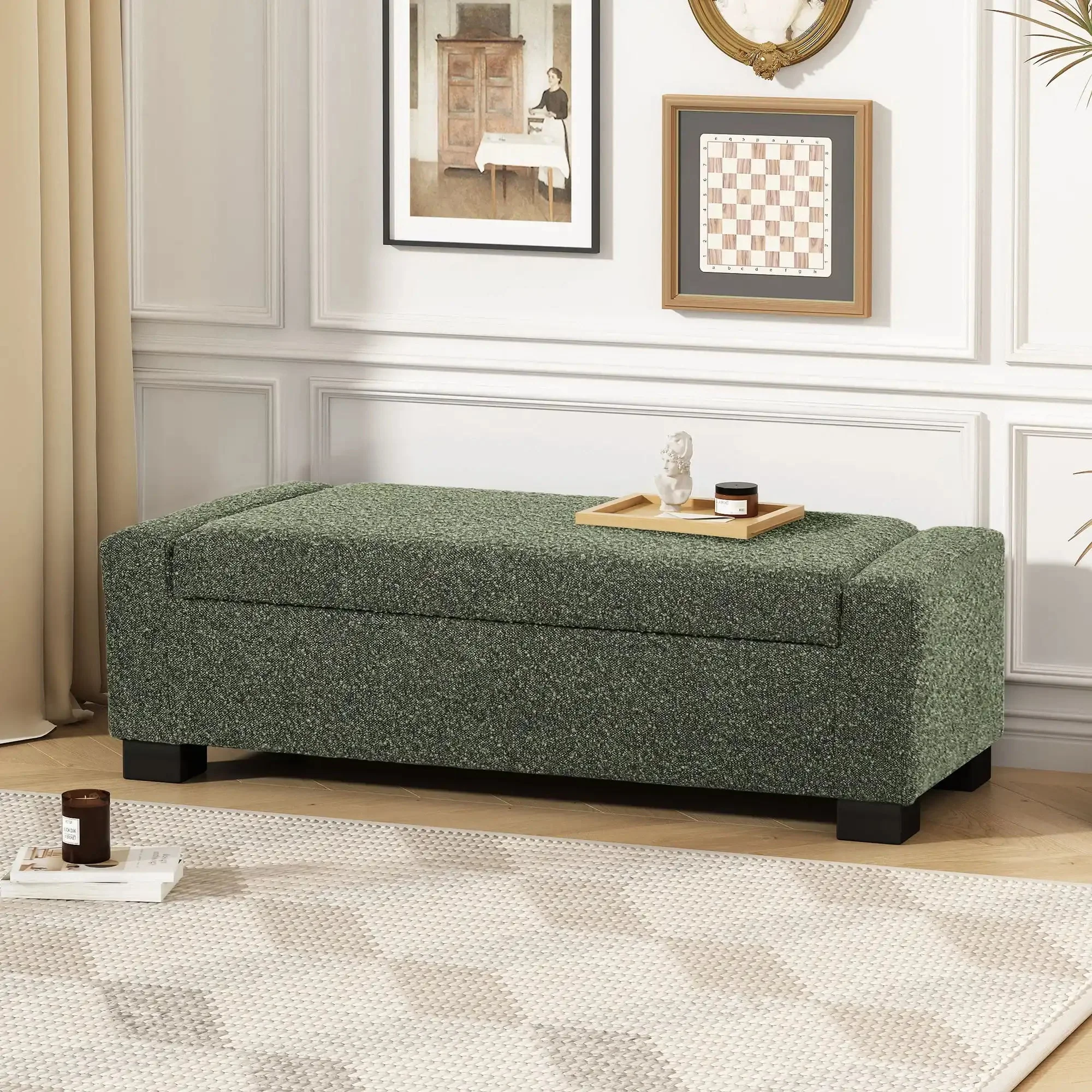 Textured Fabric Ottoman Bench With Hinged Lid - Image 8