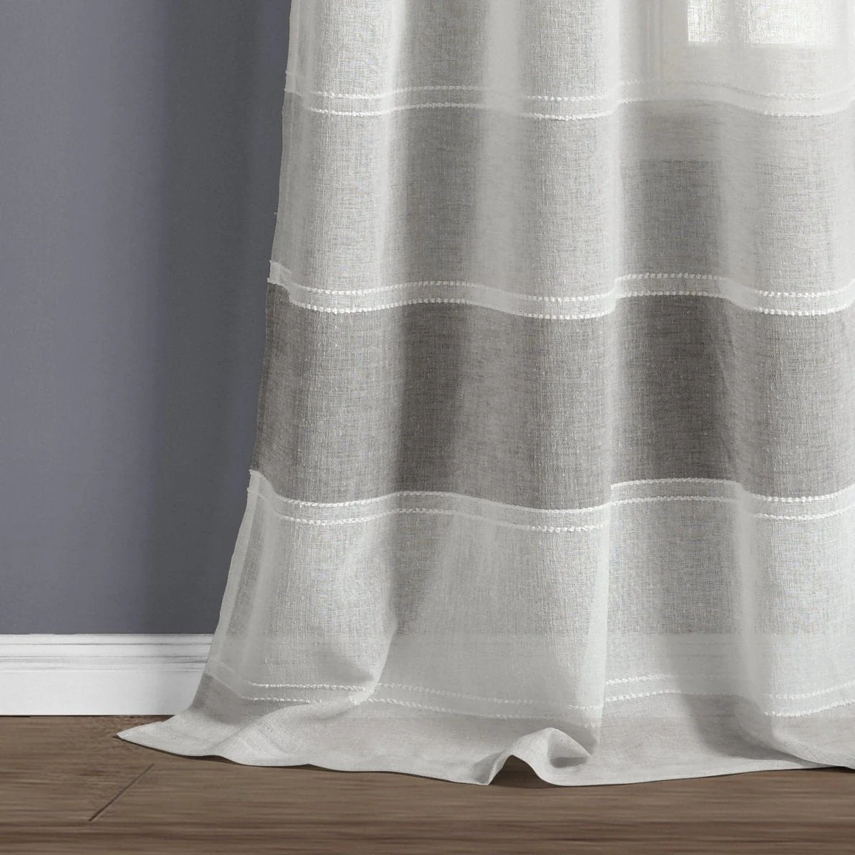 Textured Stripe Grommet Sheer Window Curtain Panel Set - Image 12