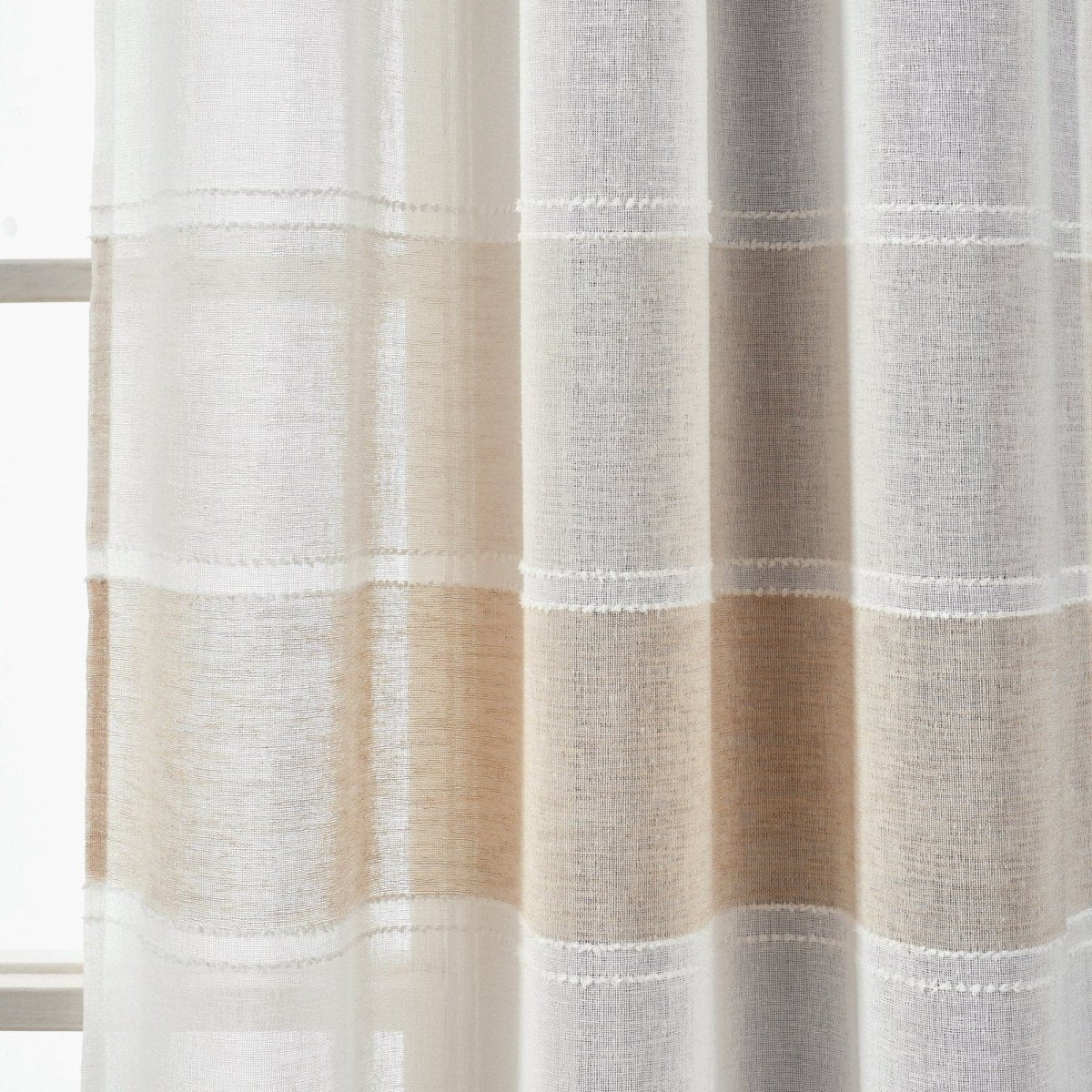 Textured Stripe Grommet Sheer Window Curtain Panel Set - Image 16