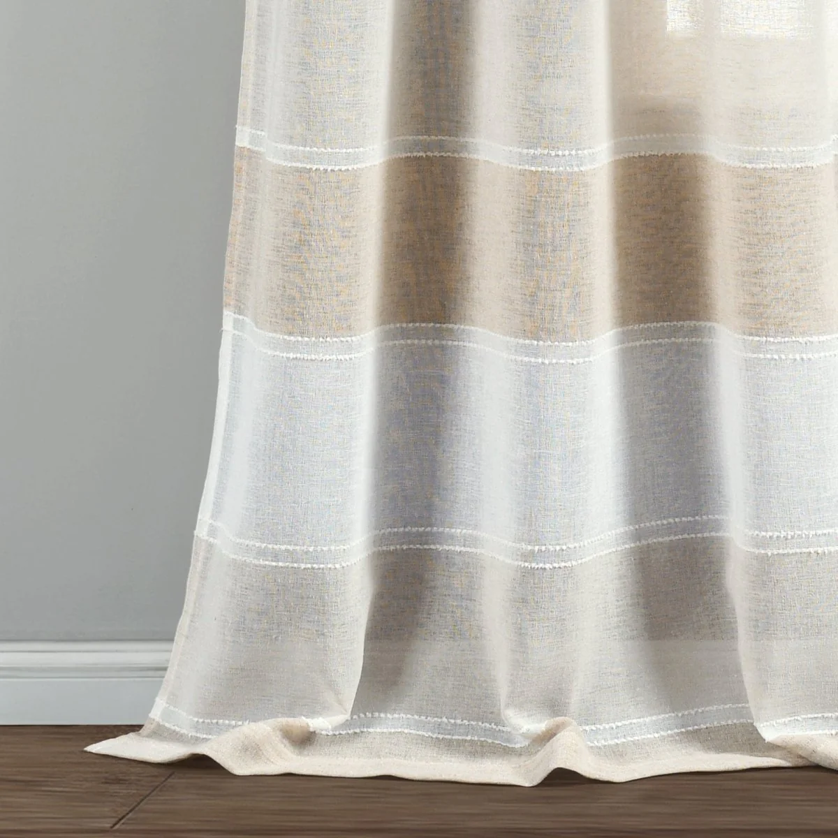 Textured Stripe Grommet Sheer Window Curtain Panel Set - Image 17