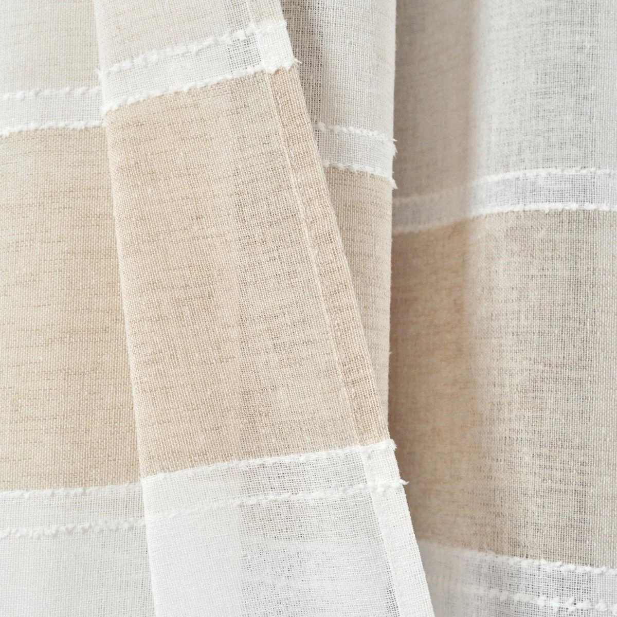 Textured Stripe Grommet Sheer Window Curtain Panel Set - Image 18