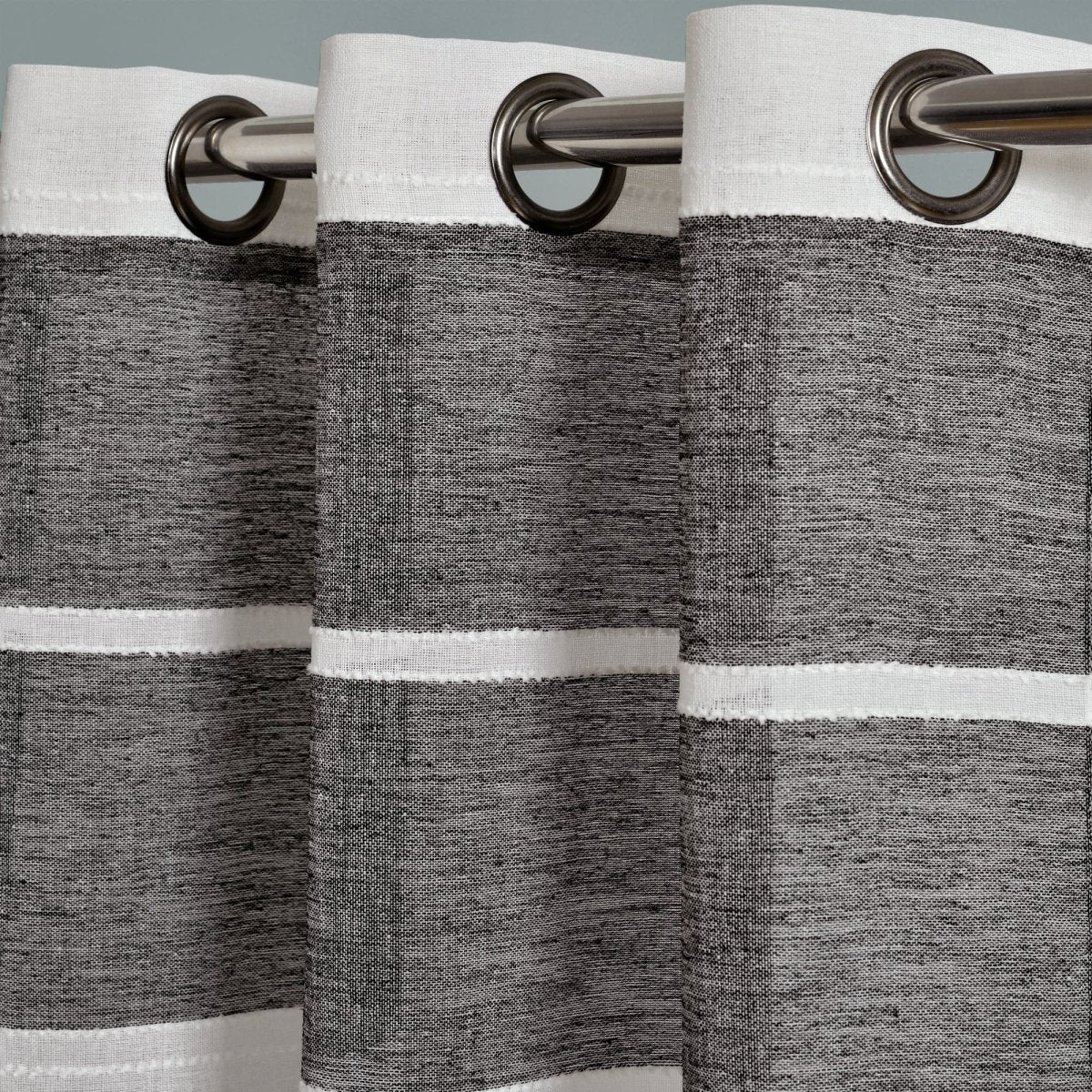 Textured Stripe Grommet Sheer Window Curtain Panel Set - Image 3