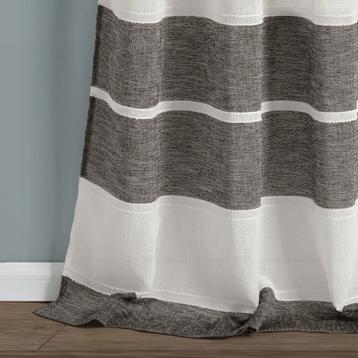 Textured Stripe Grommet Sheer Window Curtain Panel Set - Image 5
