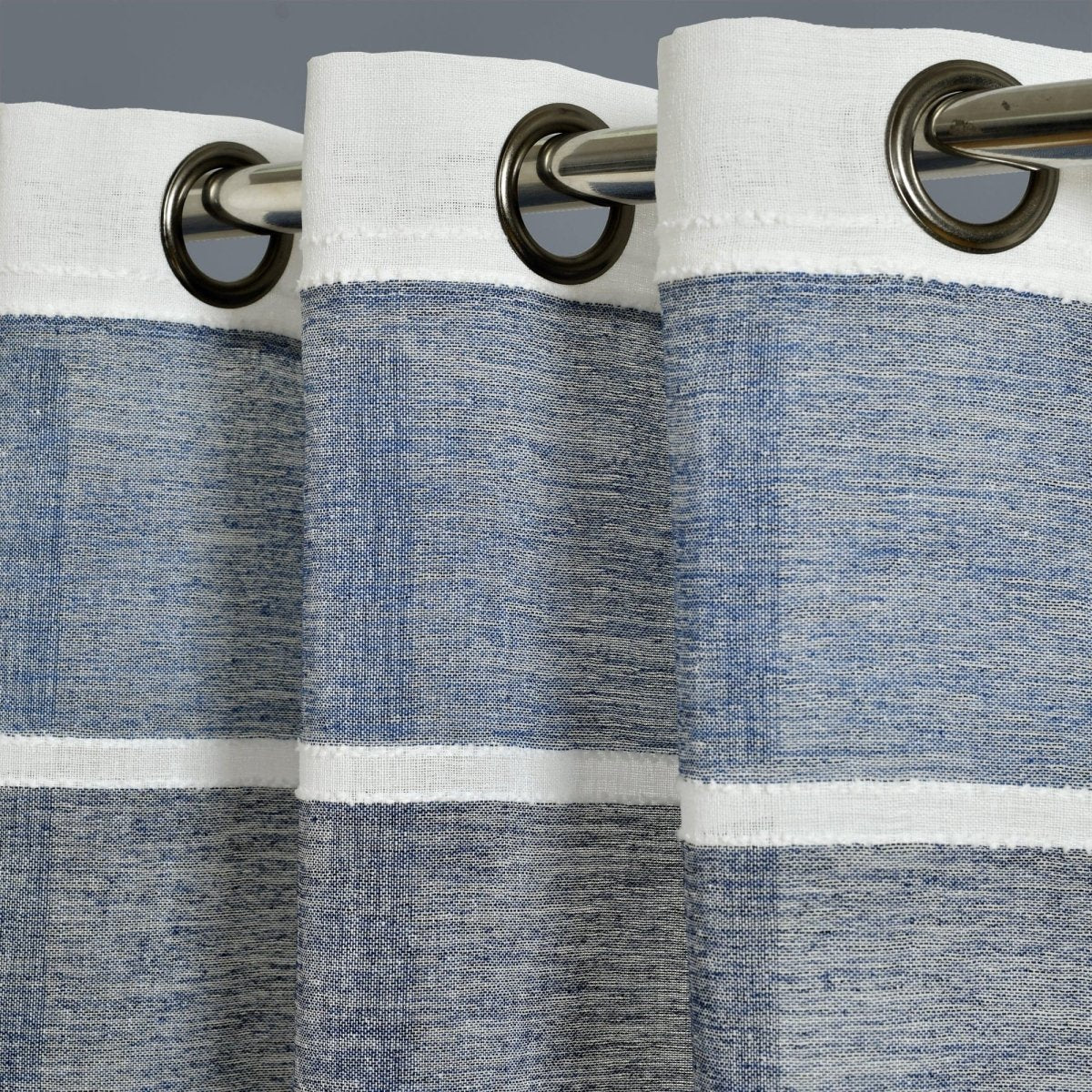 Textured Stripe Grommet Sheer Window Curtain Panel Set - Image 6