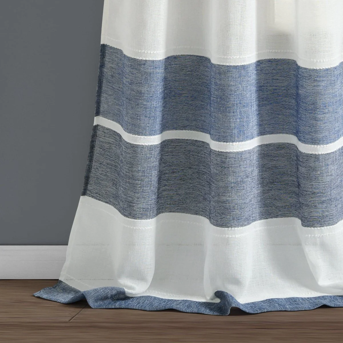 Textured Stripe Grommet Sheer Window Curtain Panel Set - Image 8