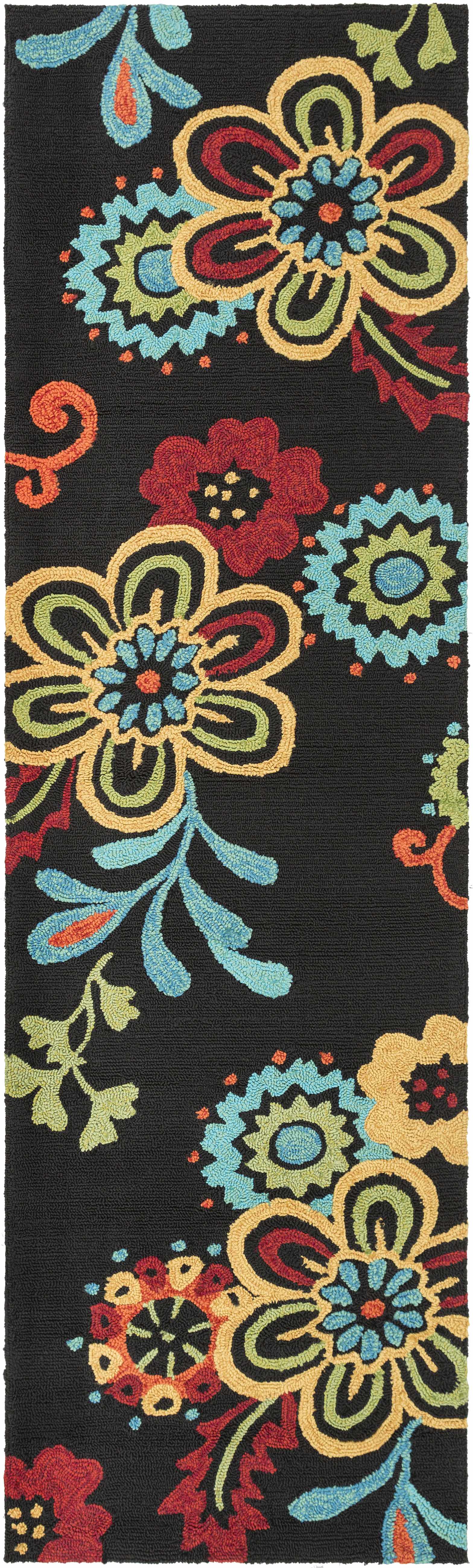 Thaxton Colorful Flowers on Black Area Rug - Clearance - Image 5
