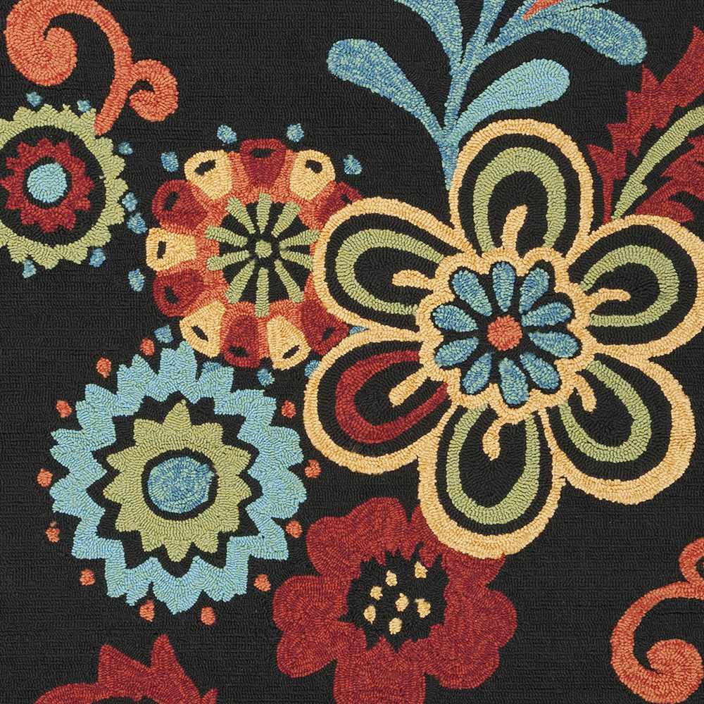 Thaxton Colorful Flowers on Black Area Rug - Clearance - Image 7