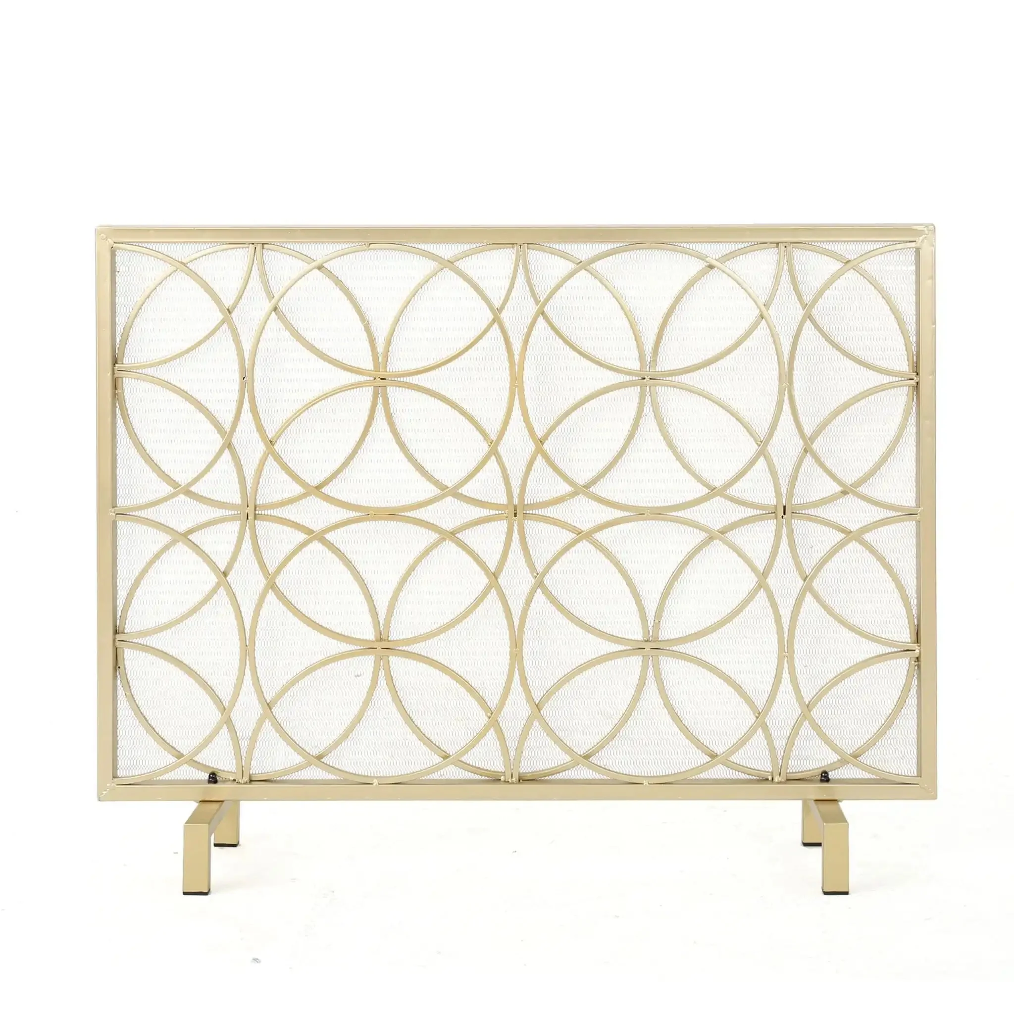 Thayer - Single Panel Iron Fireplace Screen With Geometric Design - Image 2