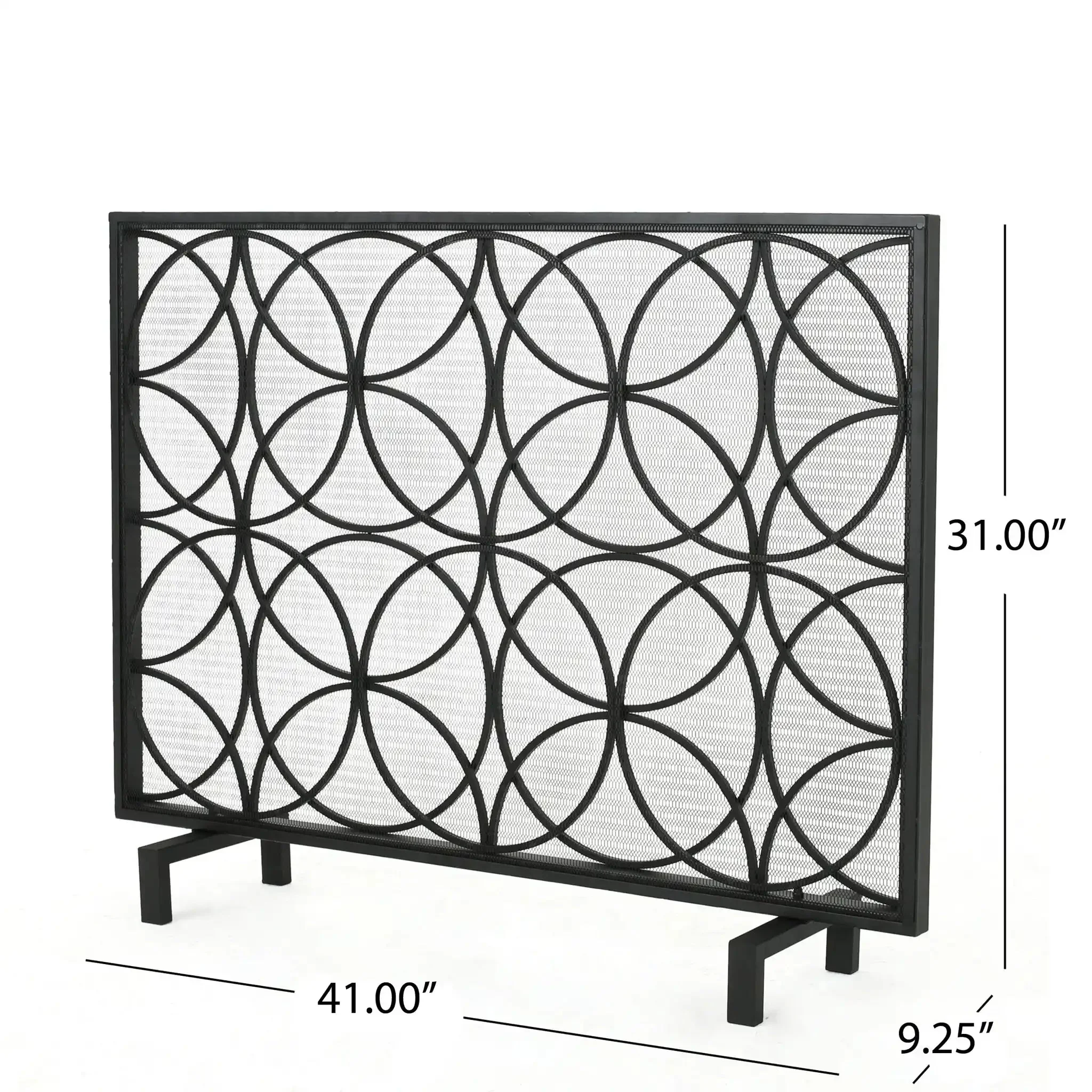 Thayer - Single Panel Iron Fireplace Screen With Geometric Design - Image 4