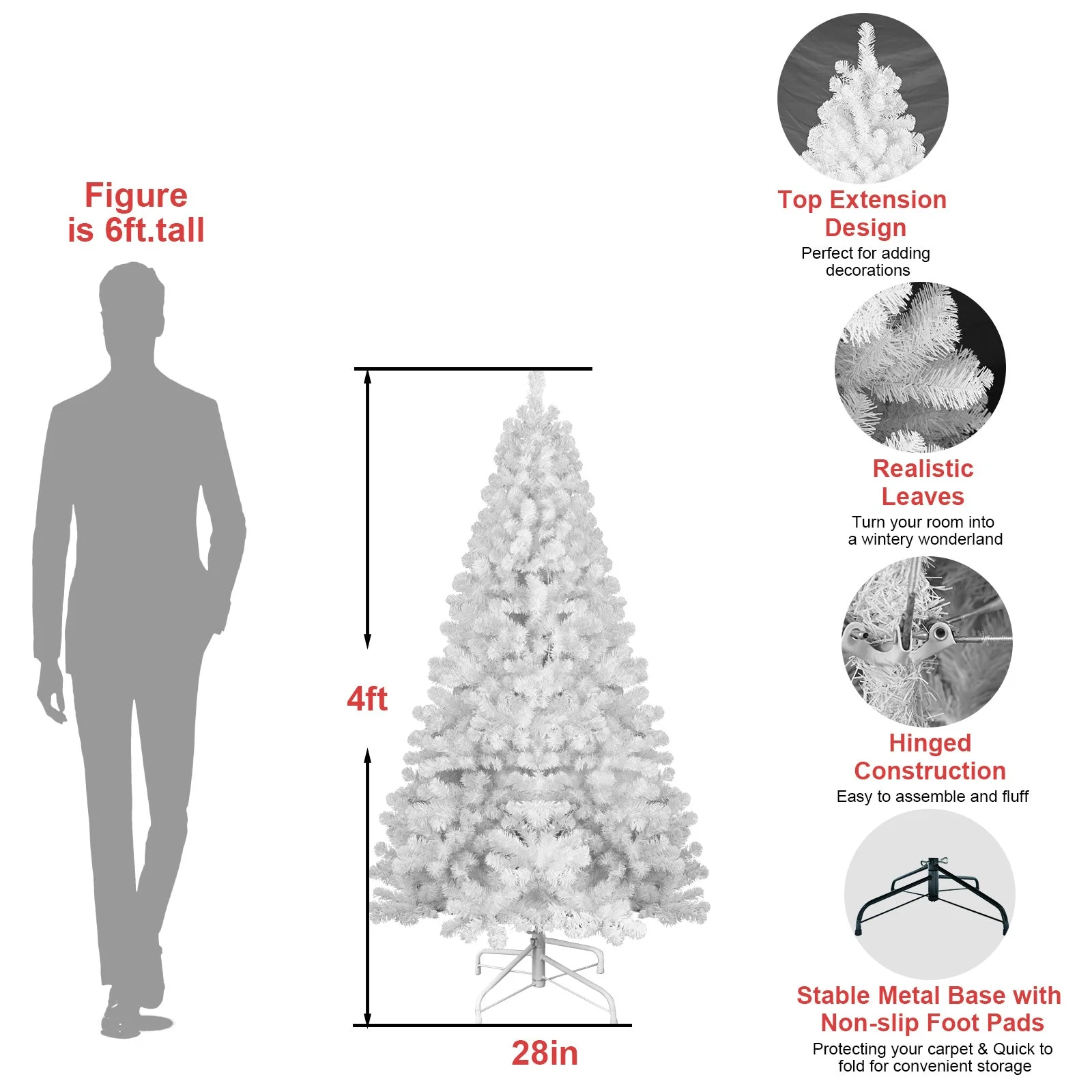 The 4-Foot Pre-Lit Modern White Christmas Tree - Image 8
