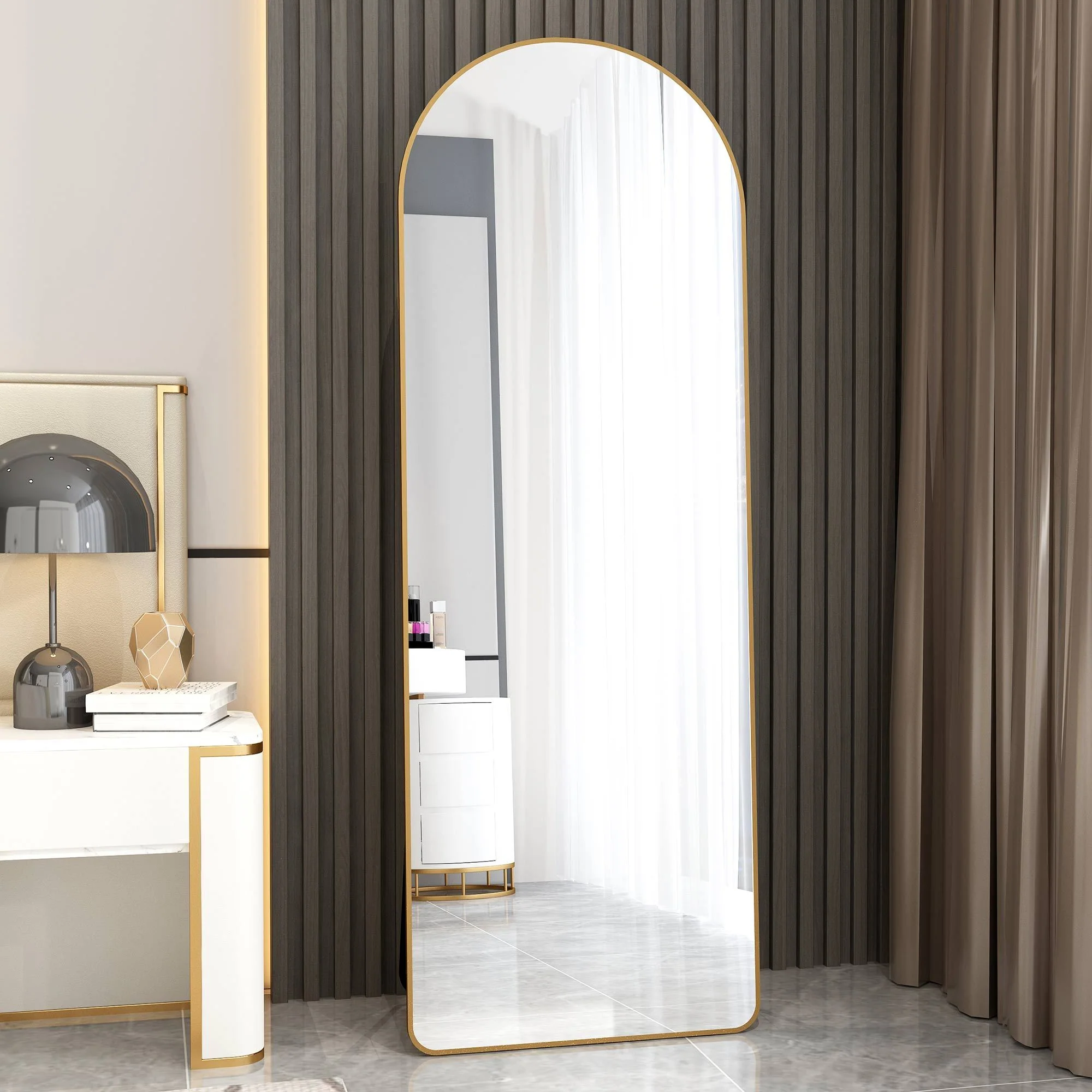 The 4th Generation Floor Mounted Full Length Mirror with Gold Frame - Image 16