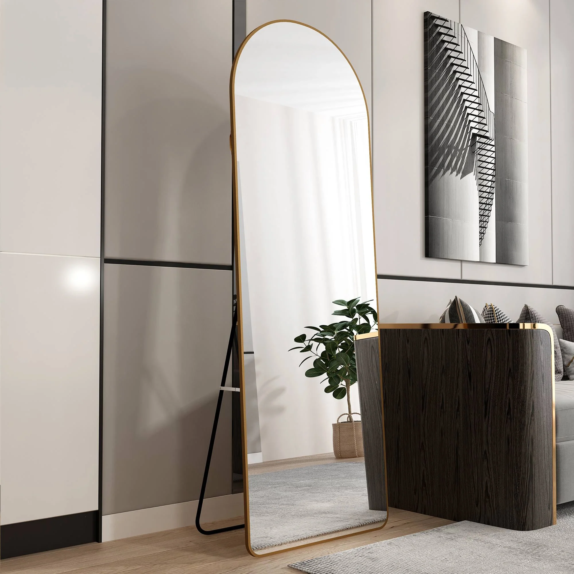 The 4th Generation Floor Mounted Full Length Mirror with Gold Frame - Image 23