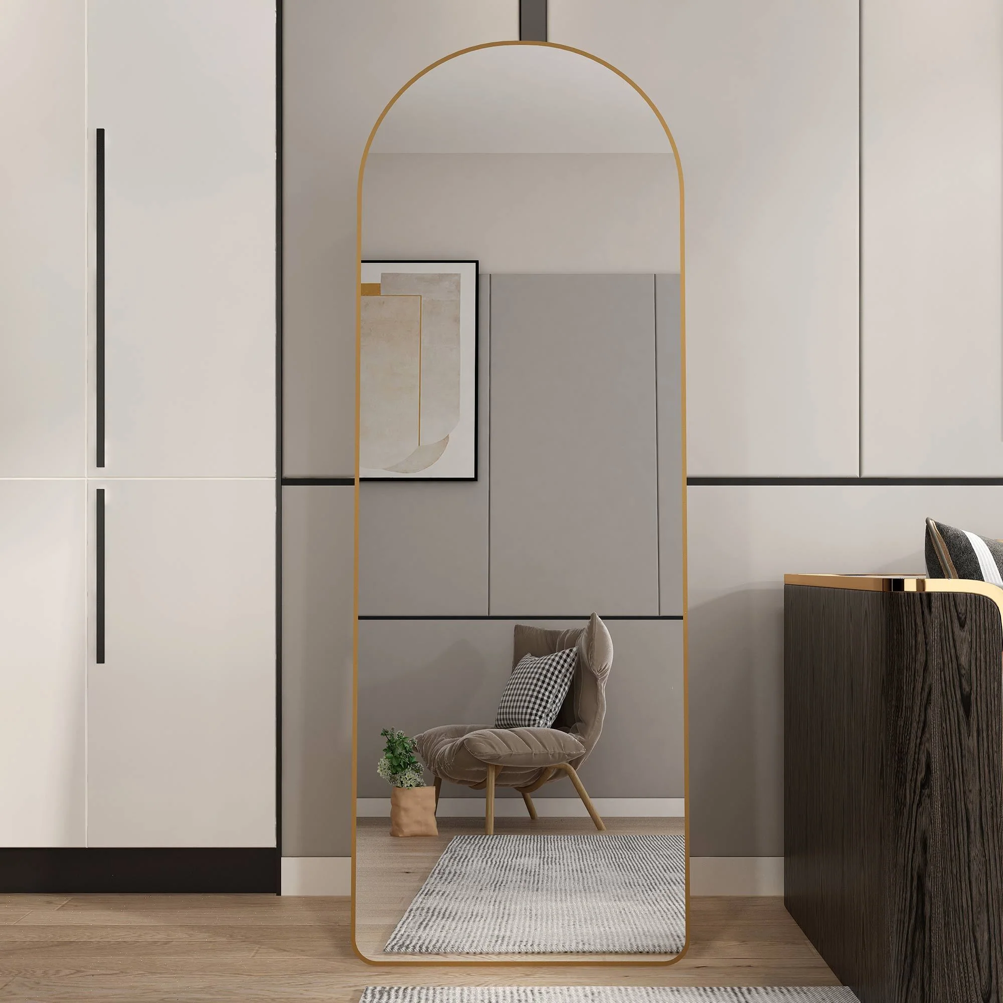 The 4th Generation Floor Mounted Full Length Mirror with Gold Frame - Image 24