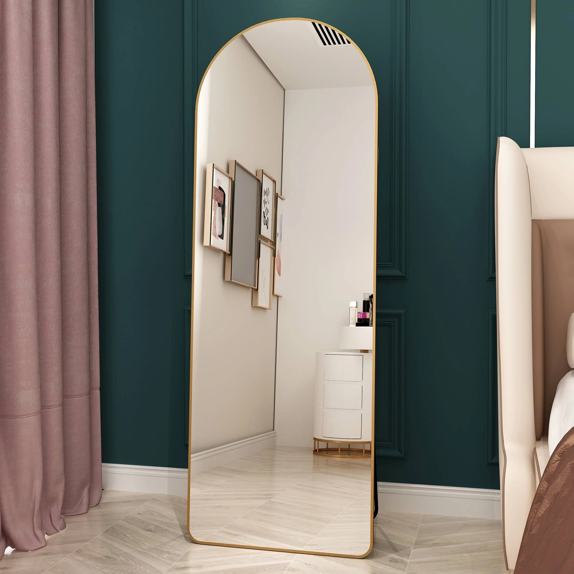 The 4th Generation Floor Mounted Full Length Mirror with Gold Frame - Image 3