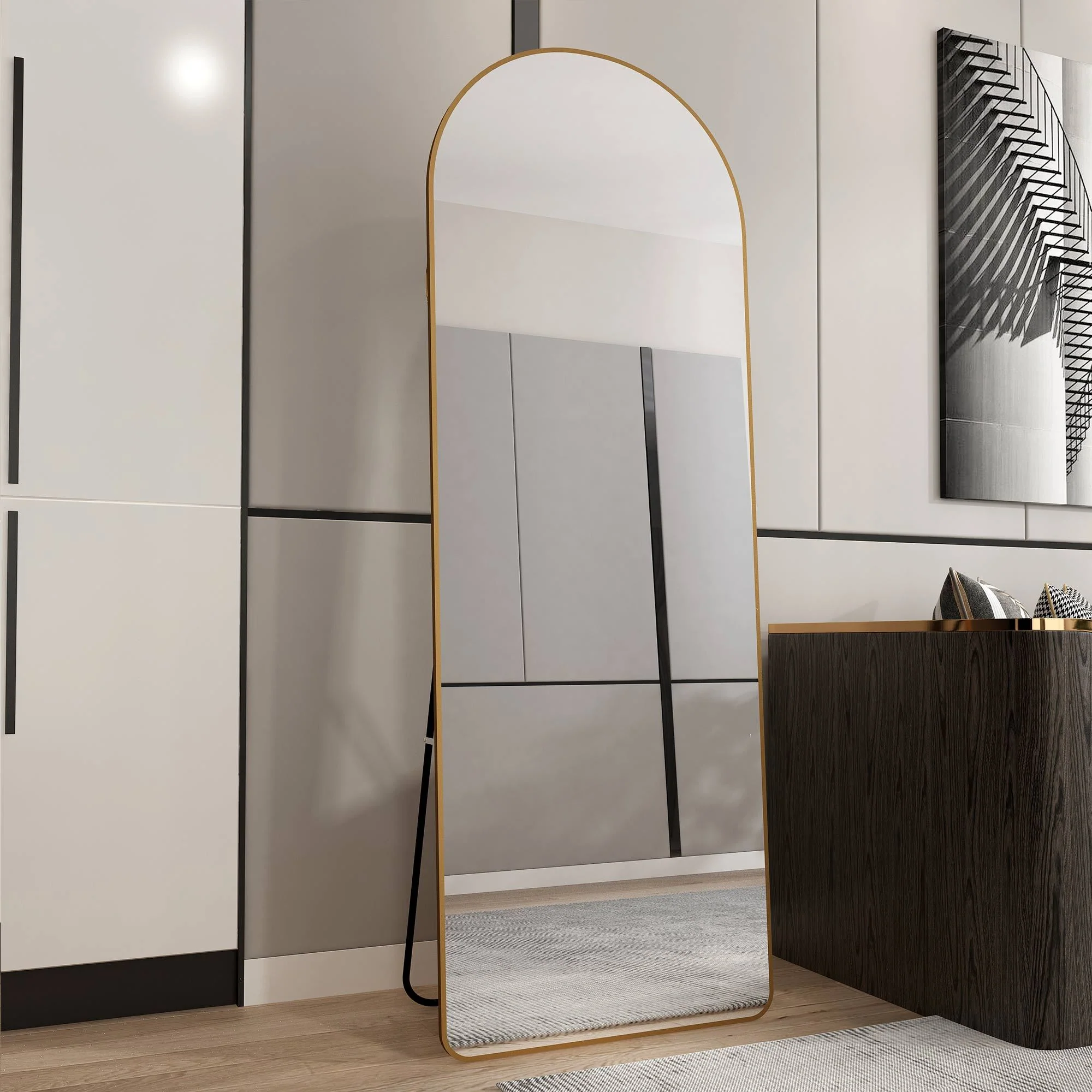 The 4th Generation Floor Mounted Full Length Mirror with Gold Frame - Image 4