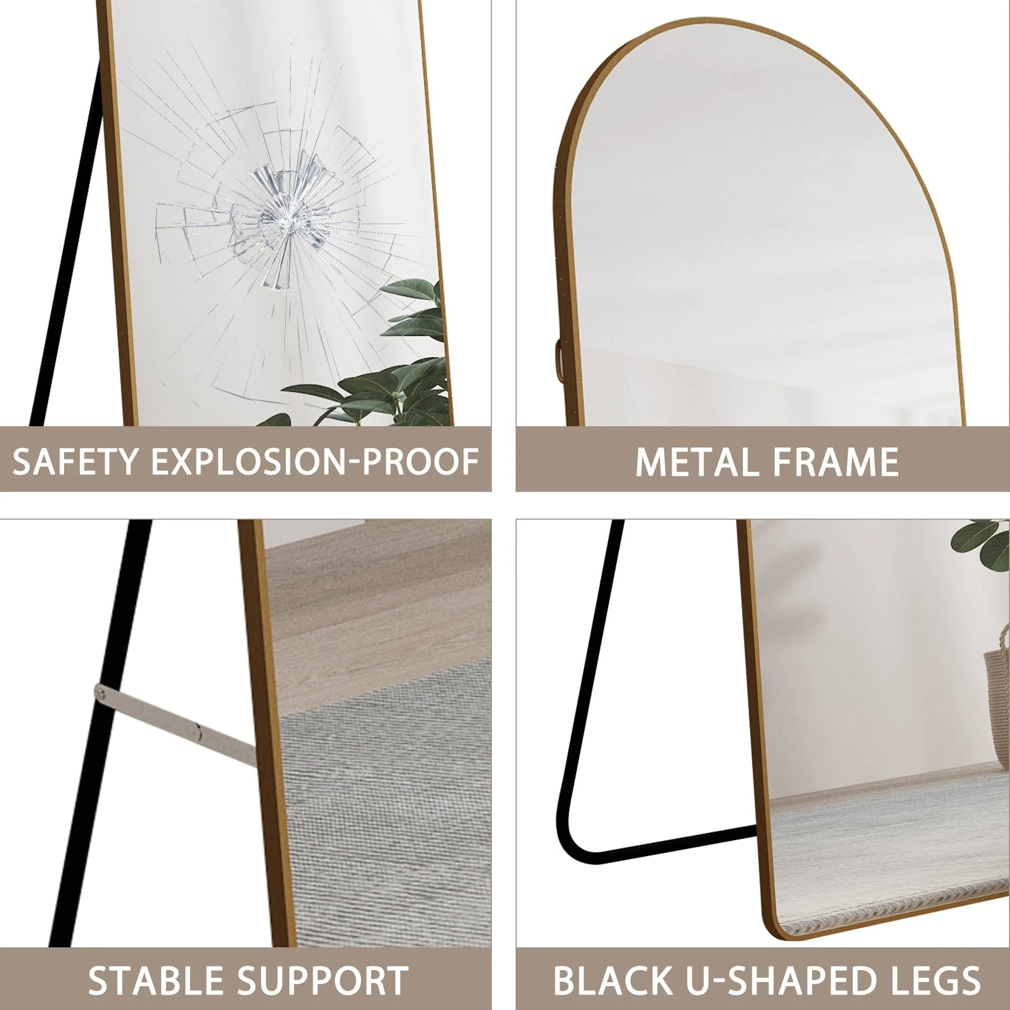 The 4th Generation Floor Mounted Full Length Mirror with Gold Frame - Image 5