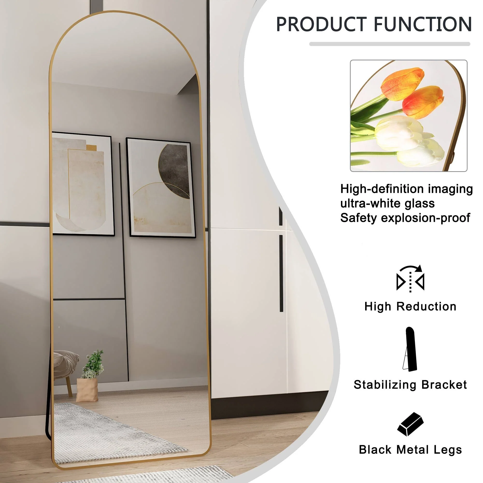 The 4th Generation Floor Mounted Full Length Mirror with Gold Frame - Image 6