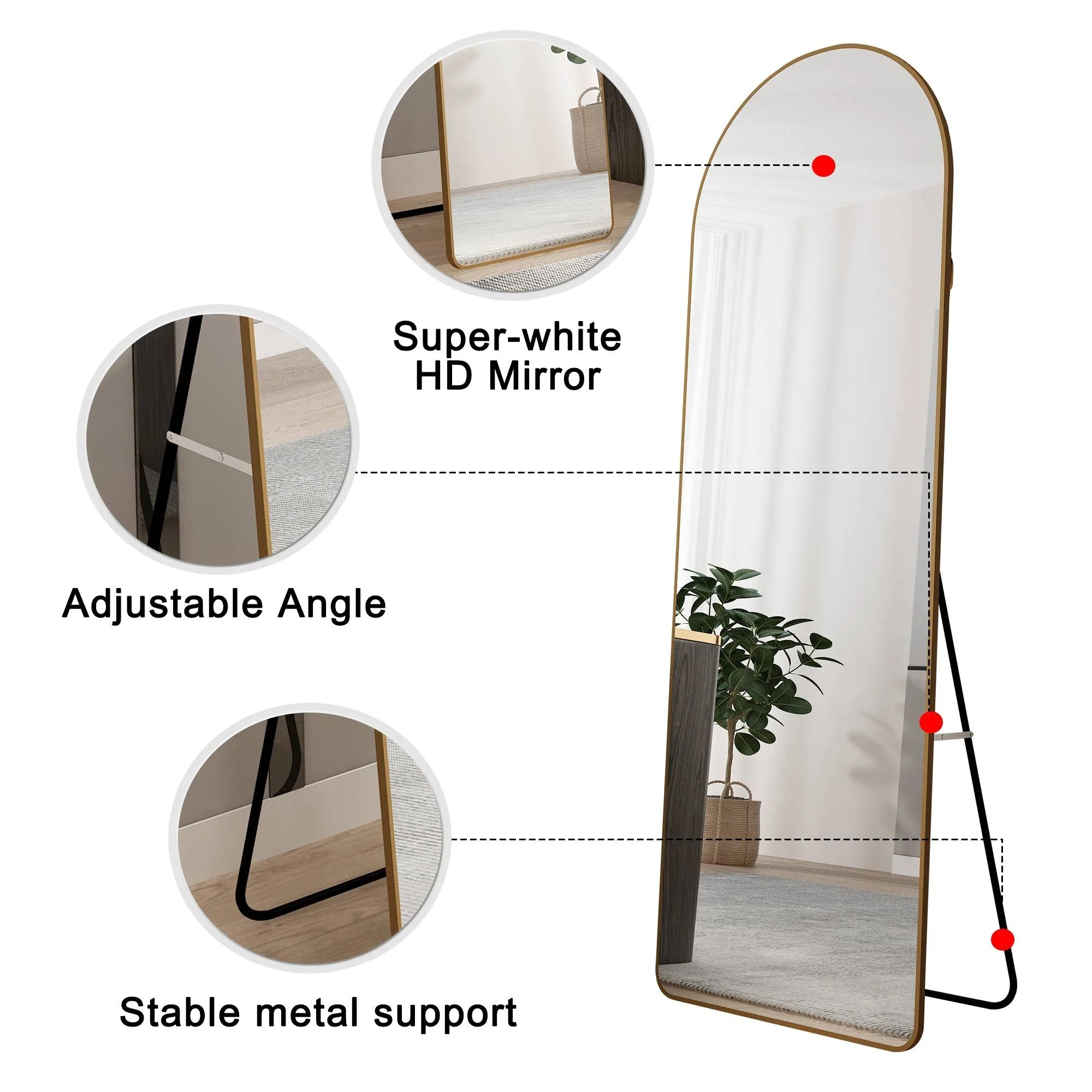 The 4th Generation Floor Mounted Full Length Mirror with Gold Frame - Image 7