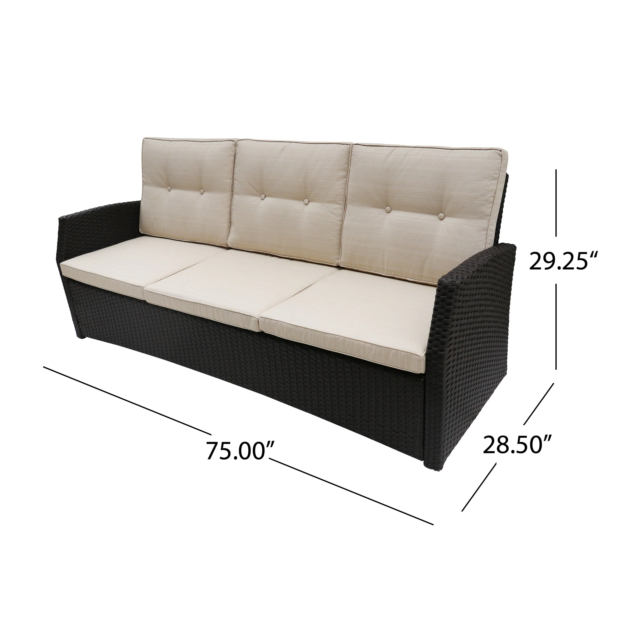 The All-Weather Steel-Framed Three-Seater Patio Sofa - Image 6