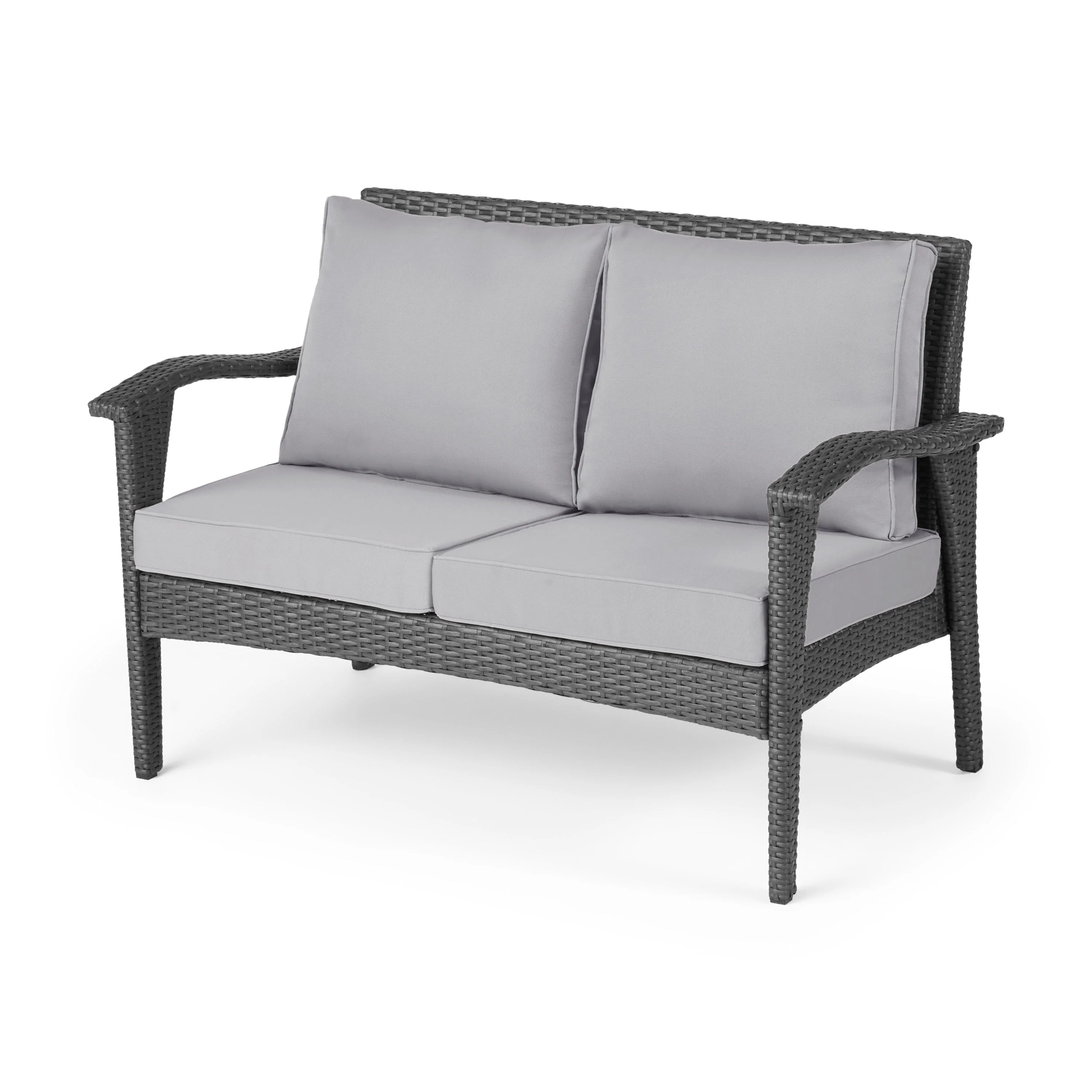 The Contoured All-Weather Wicker Loveseat by Christopher Knight Home - Image 5