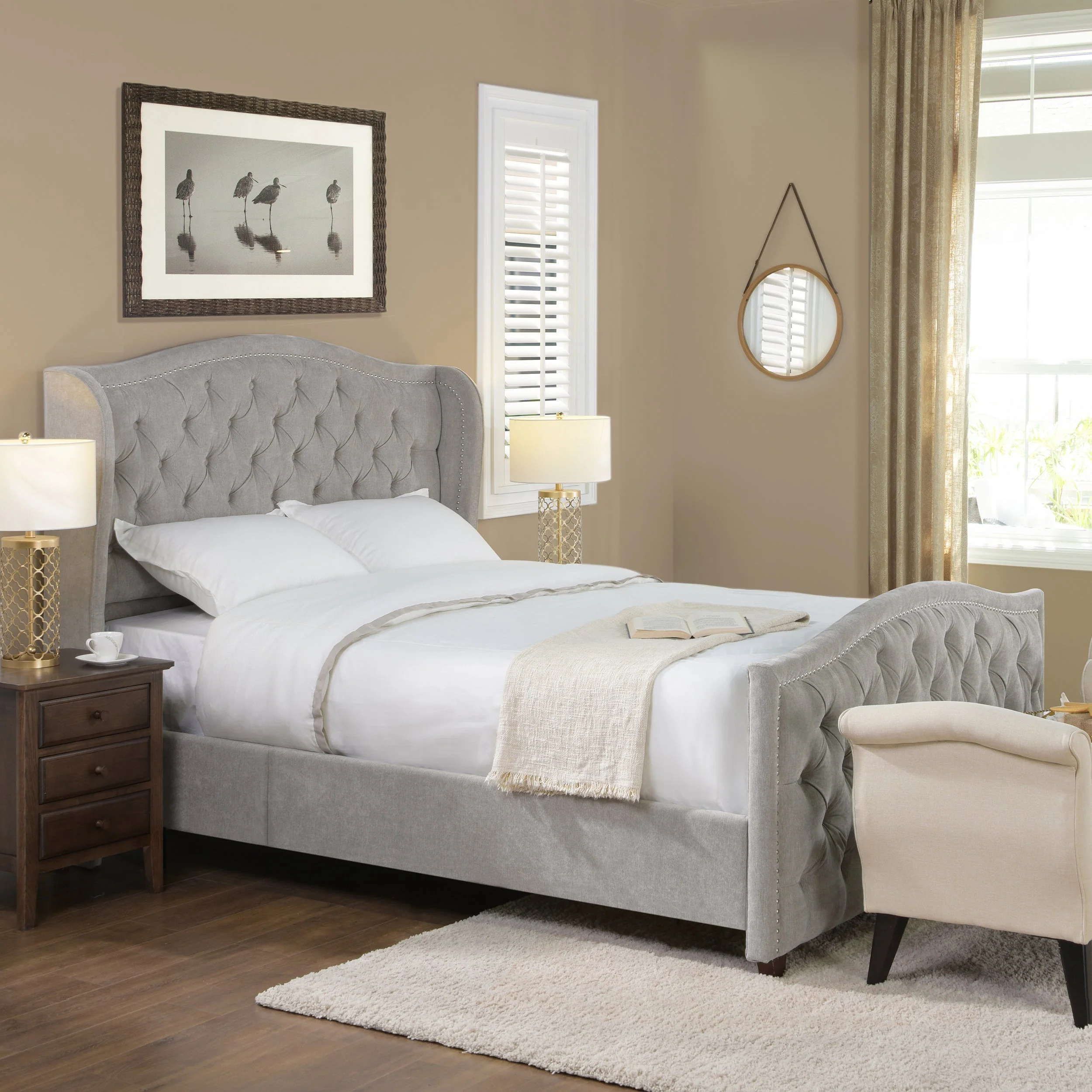 The Eldhavn™ Nailhead Upholstered Bedframe King - Image 3