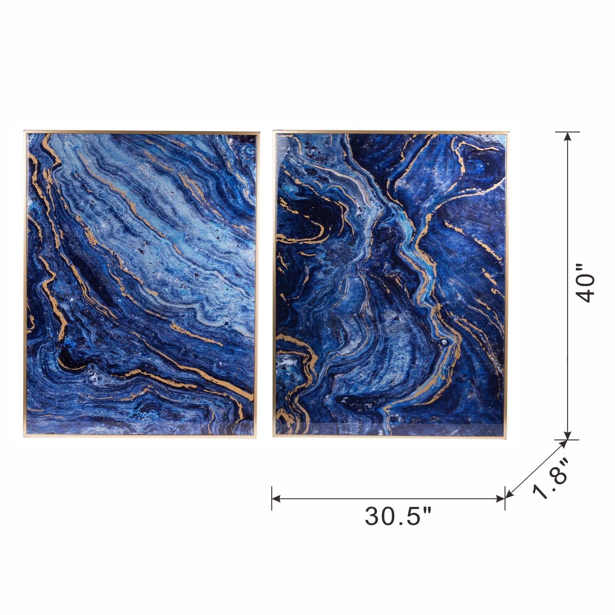 The Oceanus Elegance™ — Marbled Blue & Gold Panel Wall Art - Image 3