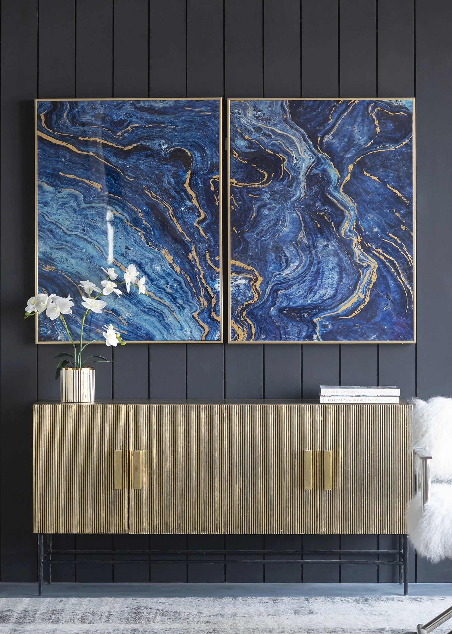 The Oceanus Elegance™ — Marbled Blue & Gold Panel Wall Art - Image 5