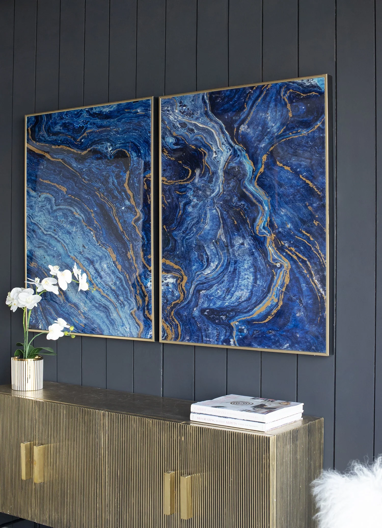 The Oceanus Elegance™ — Marbled Blue & Gold Panel Wall Art - Image 6