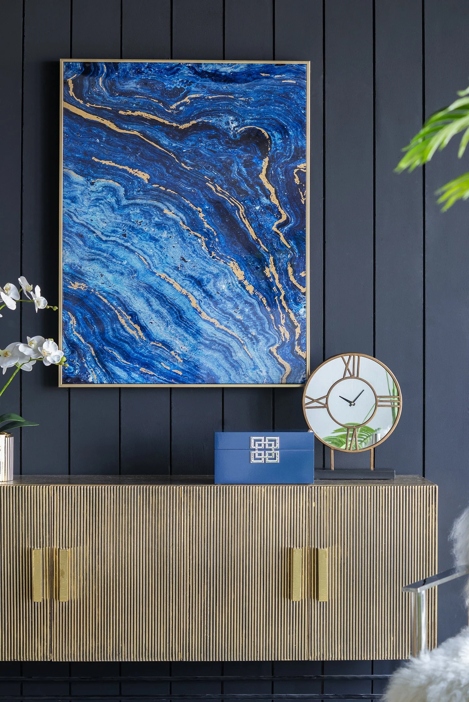 The Oceanus Elegance™ — Marbled Blue & Gold Panel Wall Art - Image 7