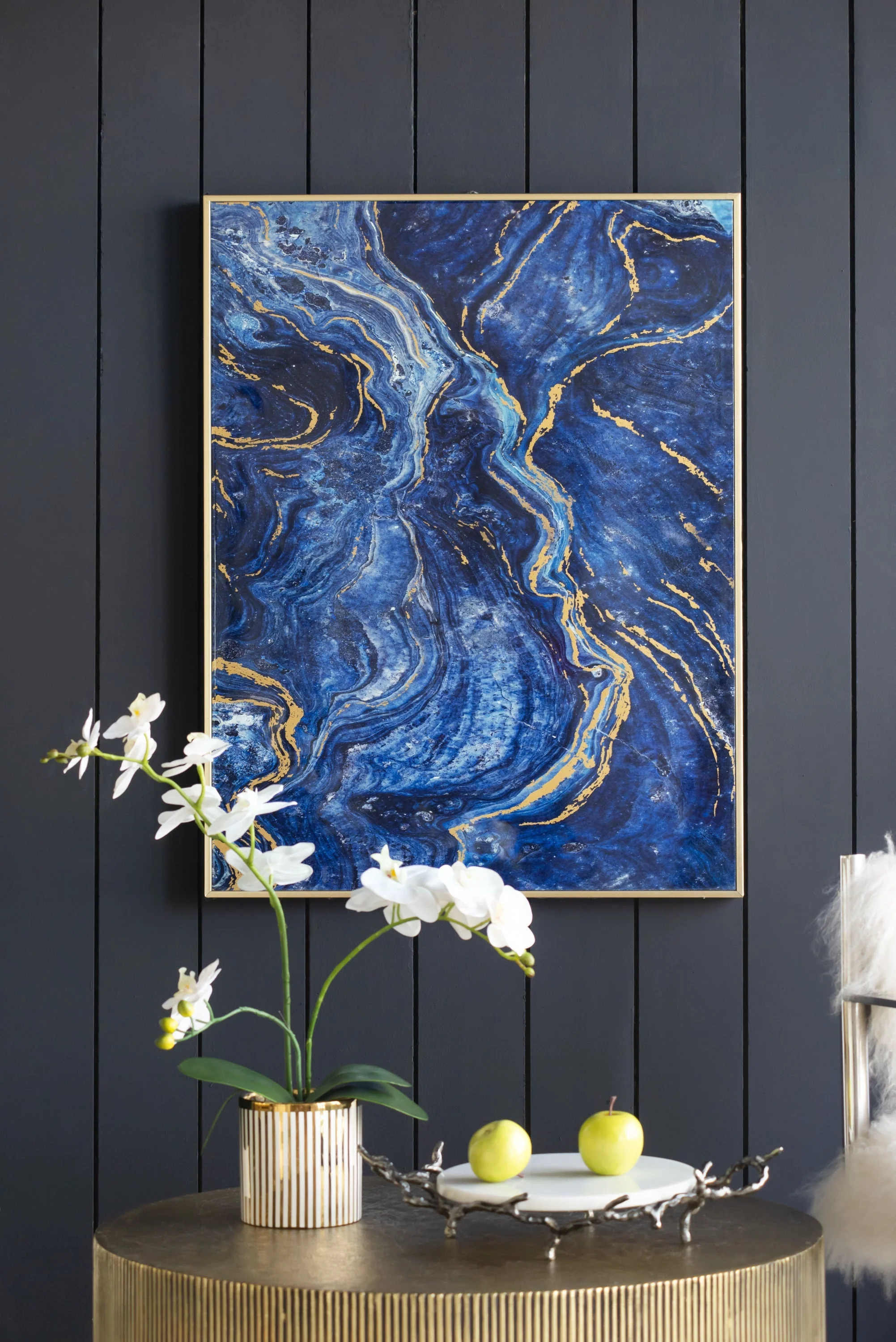 The Oceanus Elegance™ — Marbled Blue & Gold Panel Wall Art - Image 8