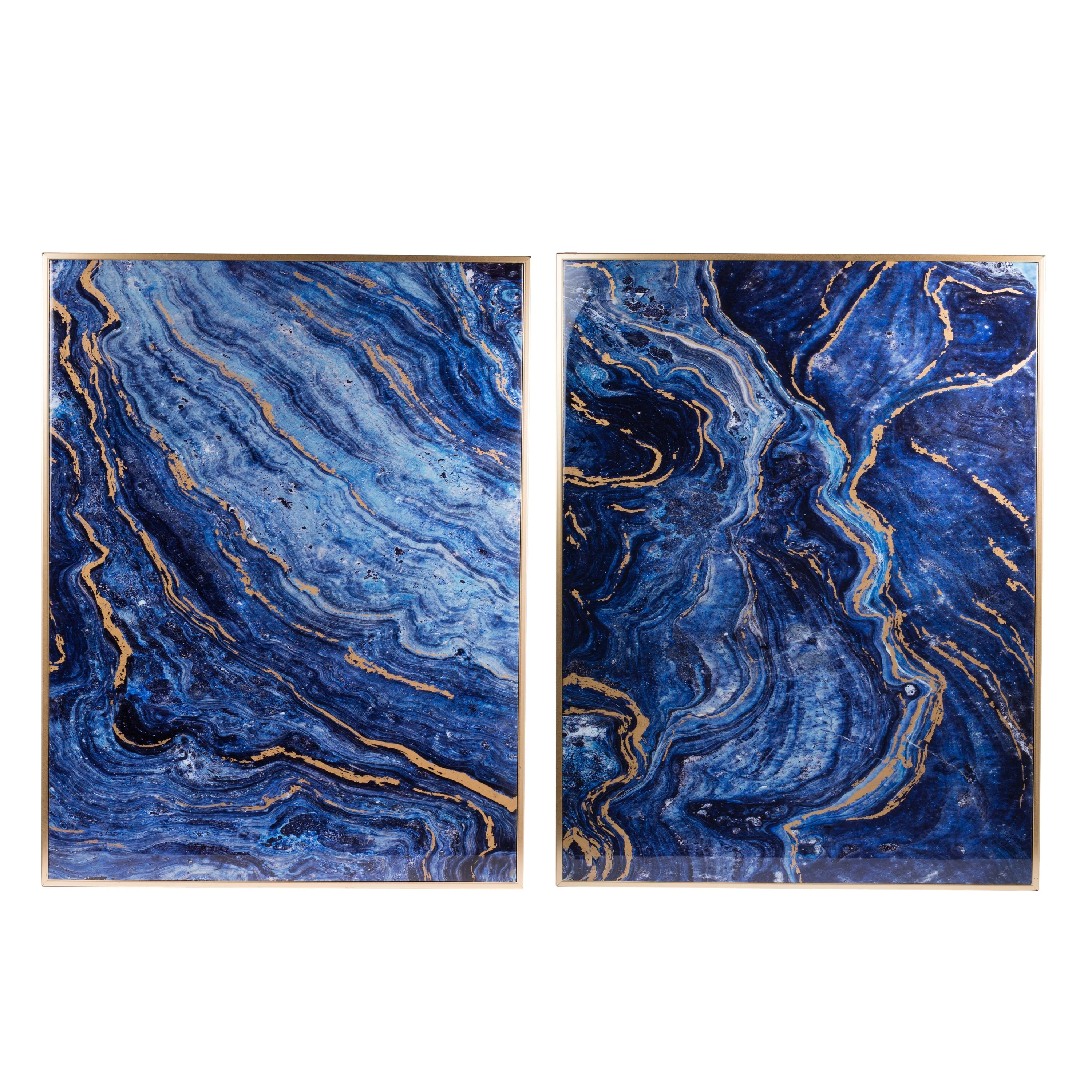 The Oceanus Elegance™ — Marbled Blue & Gold Panel Wall Art - Image 9