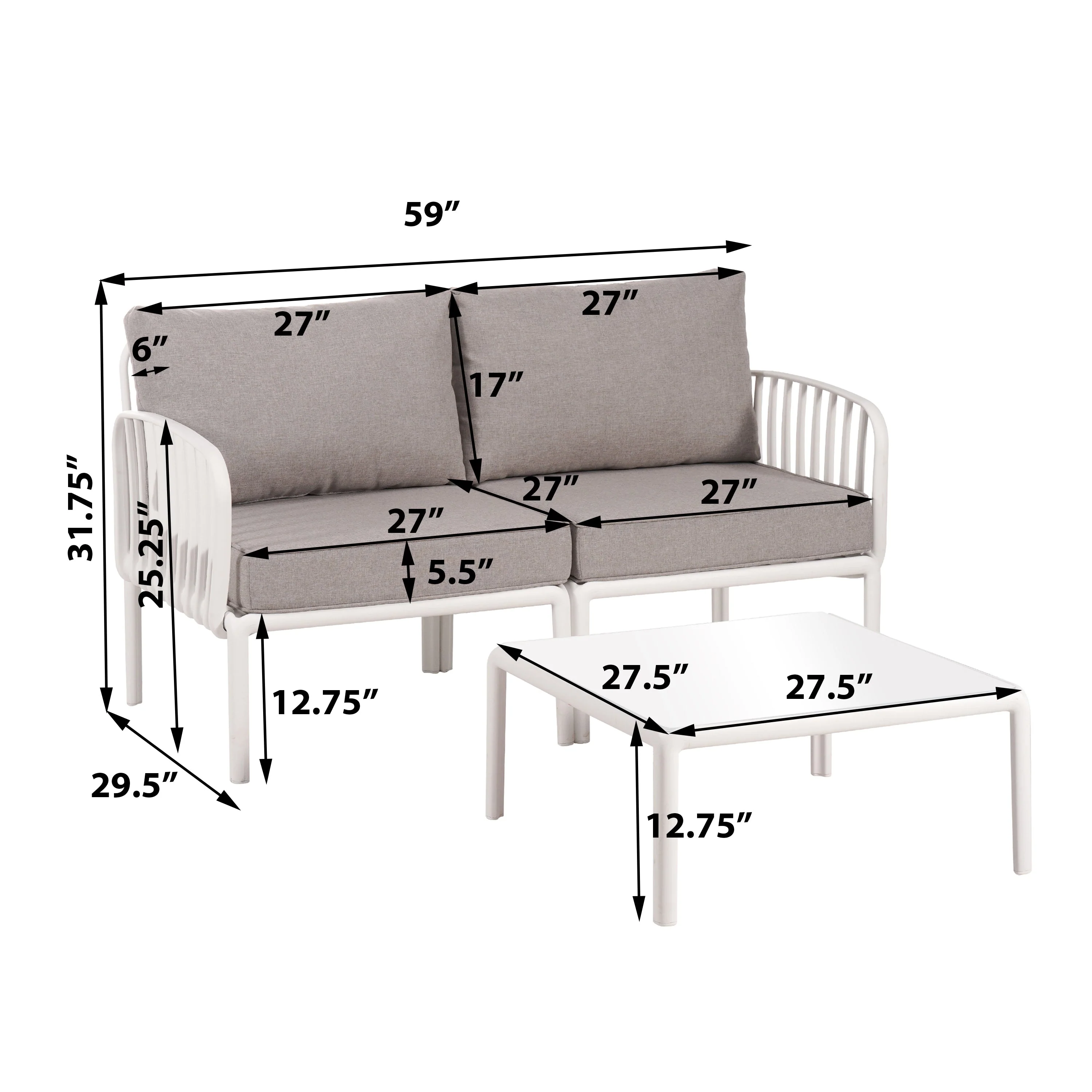 The Sleek All-Weather Resin Outdoor Loveseat and Coffee Table Set - Image 3