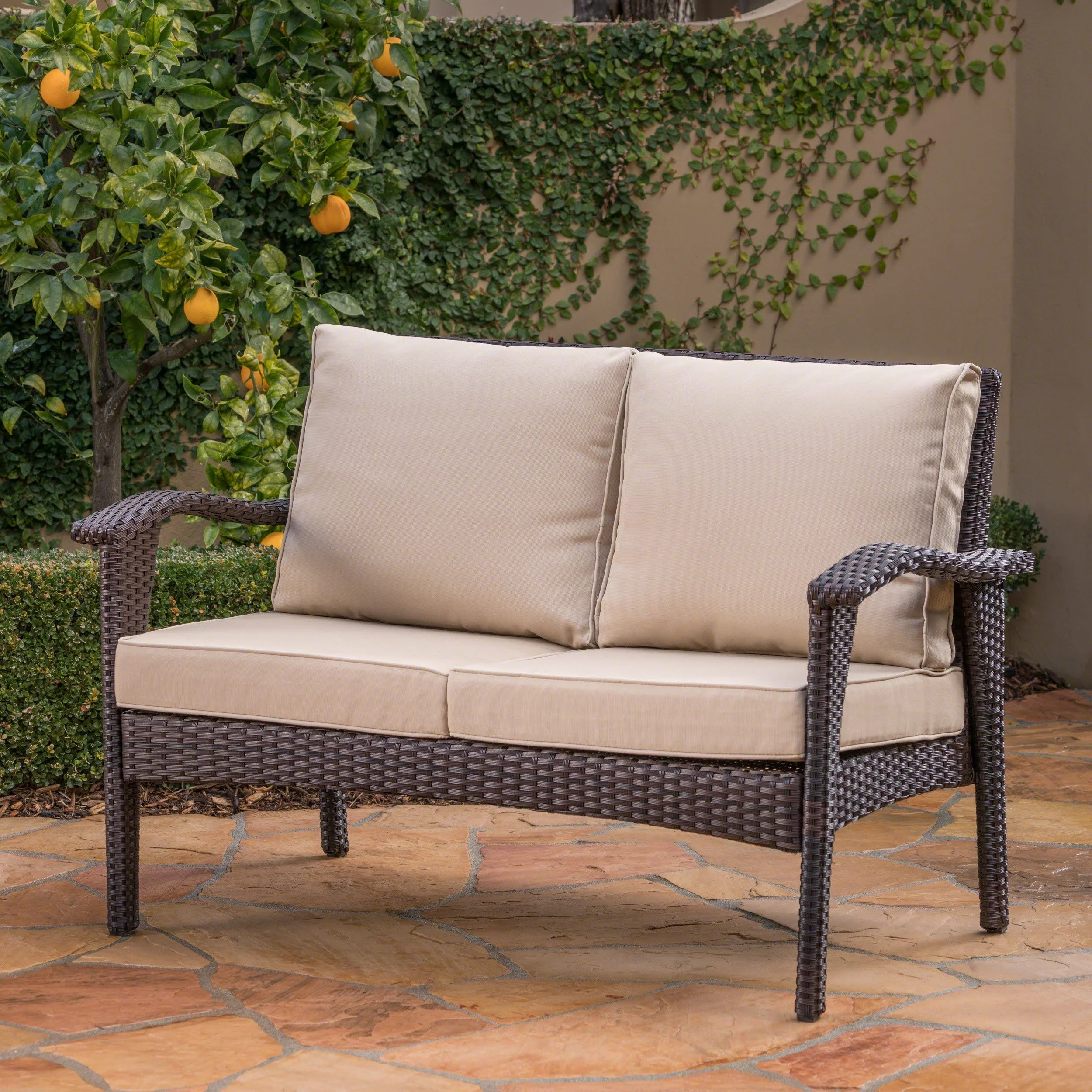 The Superior Comfort All-Weather Wicker Loveseat by Christopher Knight Home - Image 5